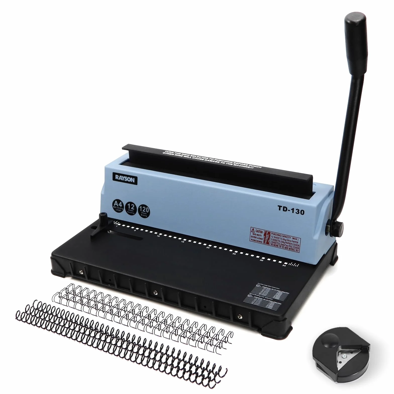 RAYSON Relieuse Spirale Métallique TD-130 34 Trous 120 Feuilles Pas 3:1 Consumabiles