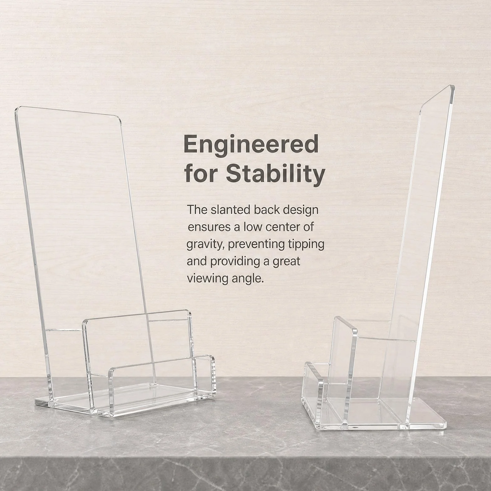 Lot de 2 Porte-brochures Acrylique Transparent A6 – Support pour Dépliants, Flyers, Menus – Autonome pour Bureau, Hôtel, Restaurant