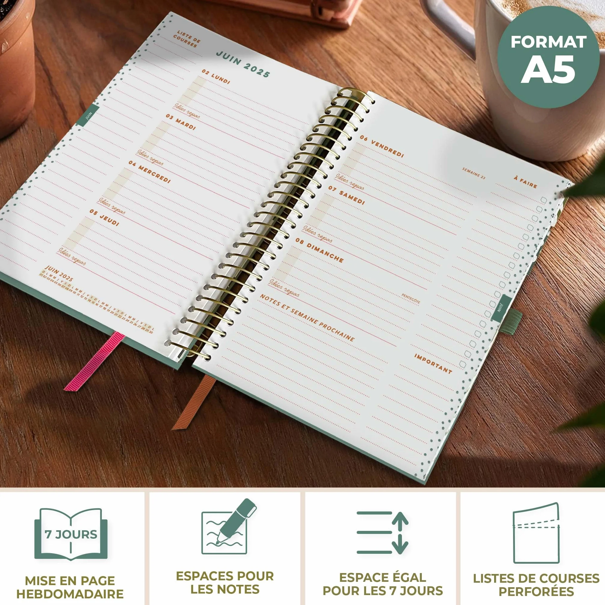 Boxclever Press Mon Agenda au Quotidien 2025 Semainier Weekly Planner Spirale