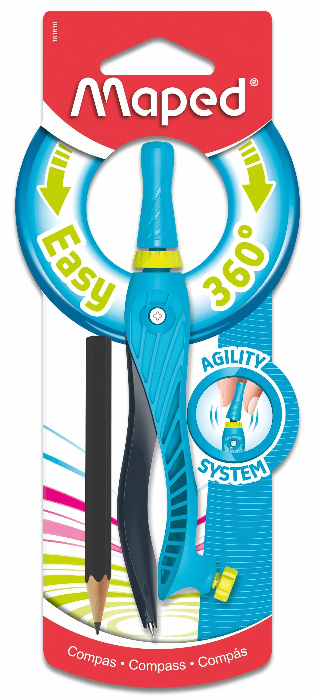 Maped Compas Scolaire Kid'Z 360° Agility pour Enfant Débutants dès 6 Ans