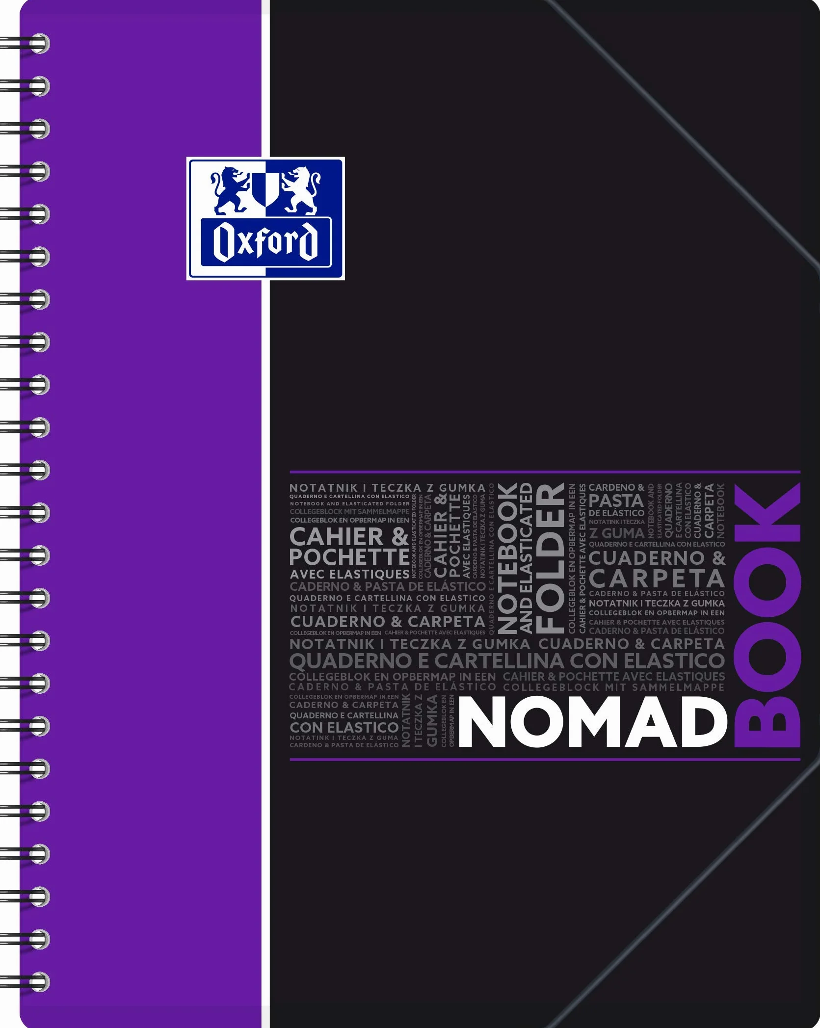 Oxford NomadBook Cahier Spirale A4+ 24 x 32 cm Grands Carreaux Seyès 160 Pages