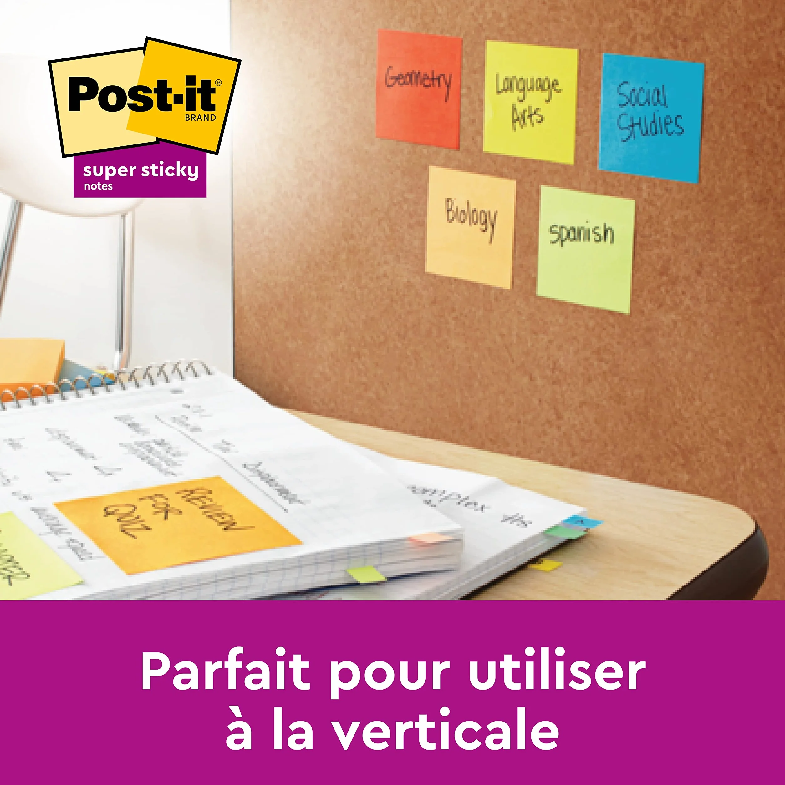 Post-it Z-Notes Autocollantes Super Sticky, 8 Blocs + 4 Gratuits, 90 Feuilles, 76 mm x 76 mm