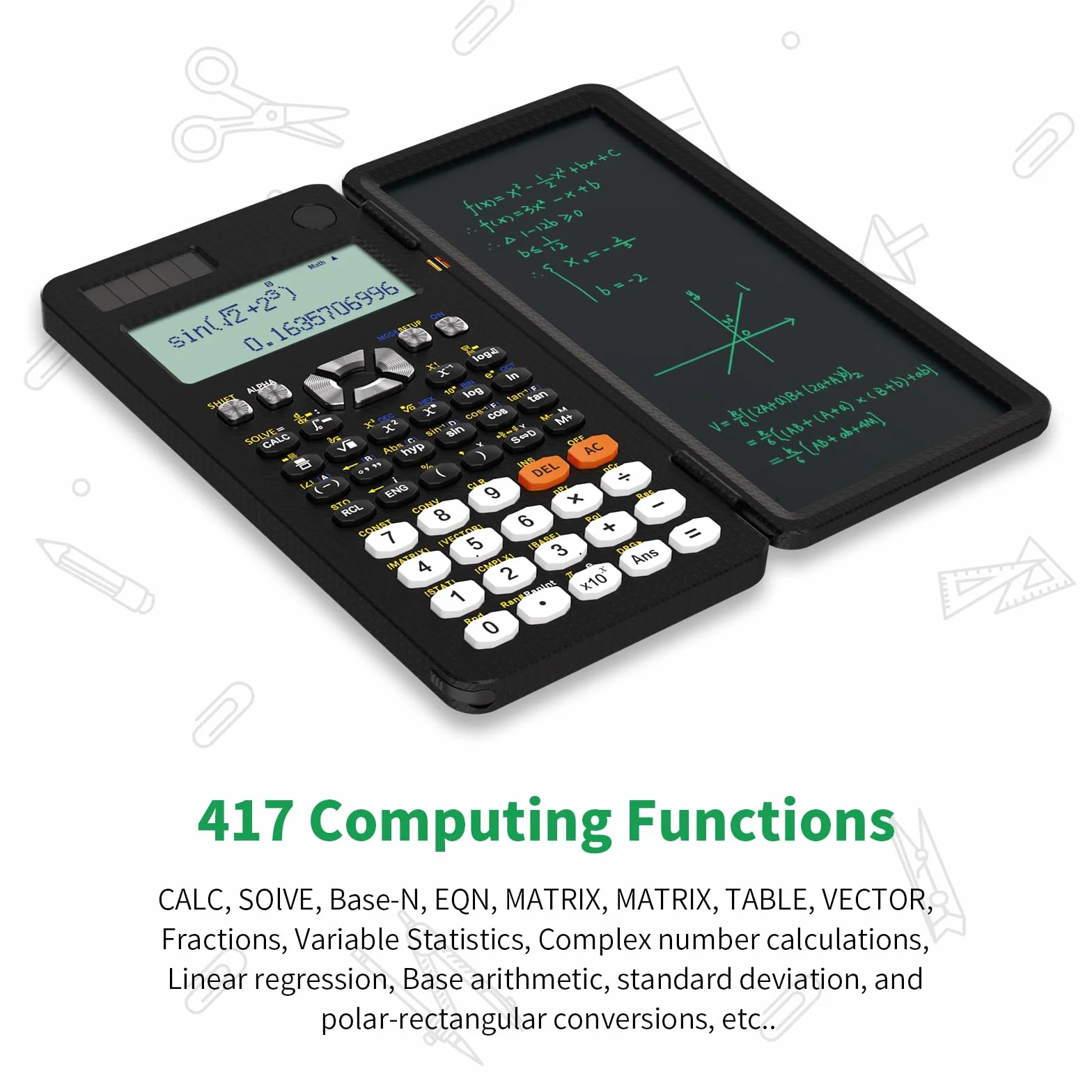 Calculatrice scientifique NEWYES 991ES Plus, 417 fonctions, batterie solaire, pour ingénieur, enseignant
