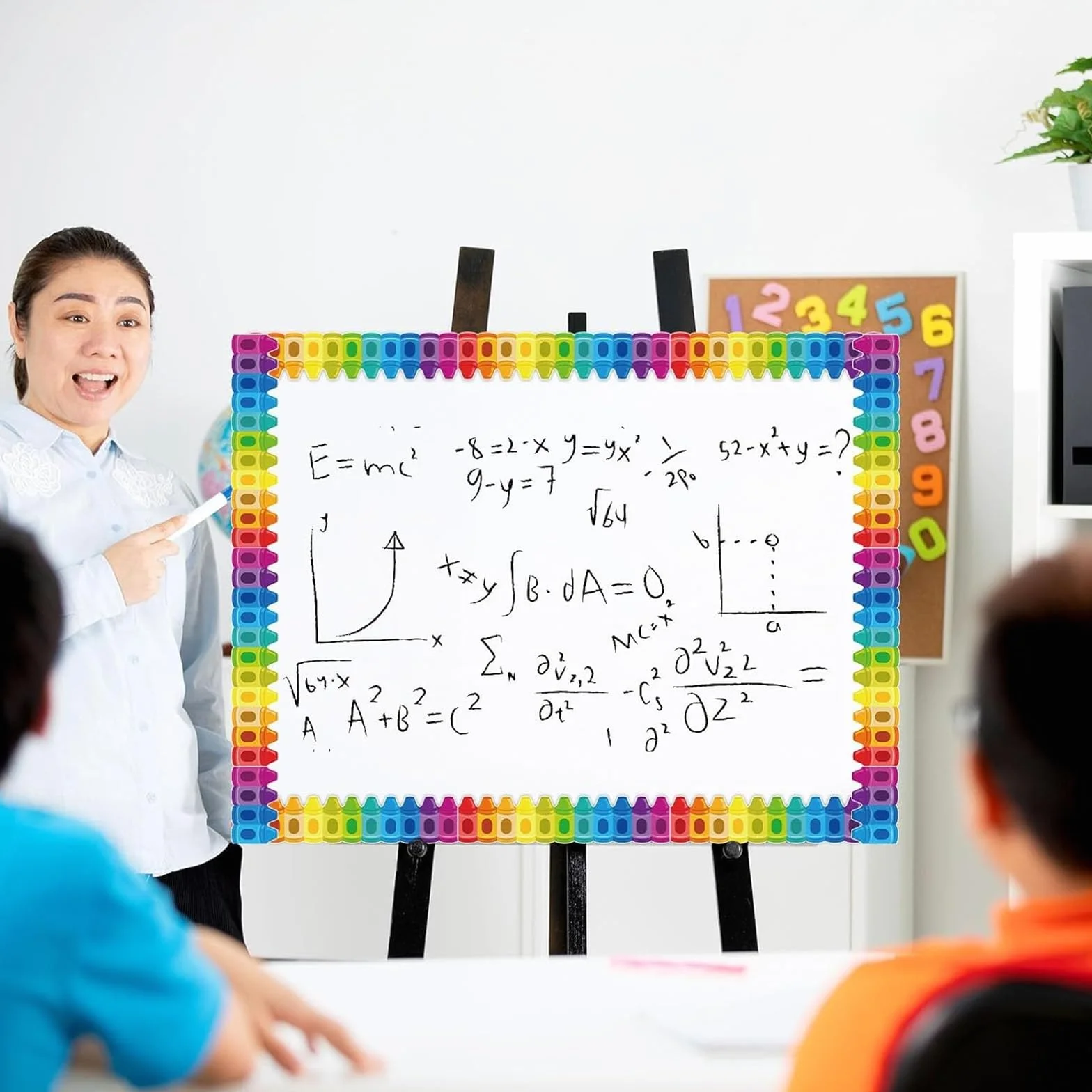 Bordure de tableau d'affichage 7,9 m Motif crayon Autocollant mural PVC salle de classe