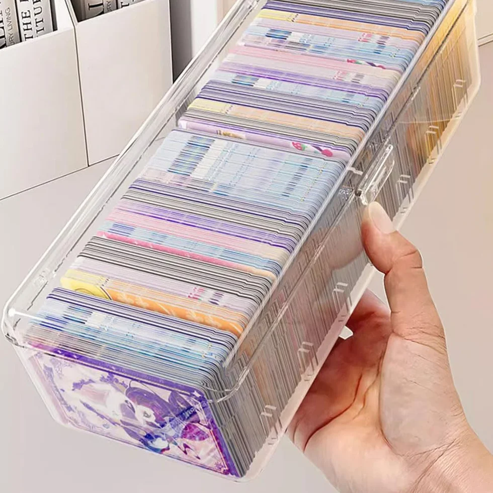 Organiseur Transparent avec Diviseurs Amovibles pour Cartes de Révision - 24,8 x 10 x 7,5 cm