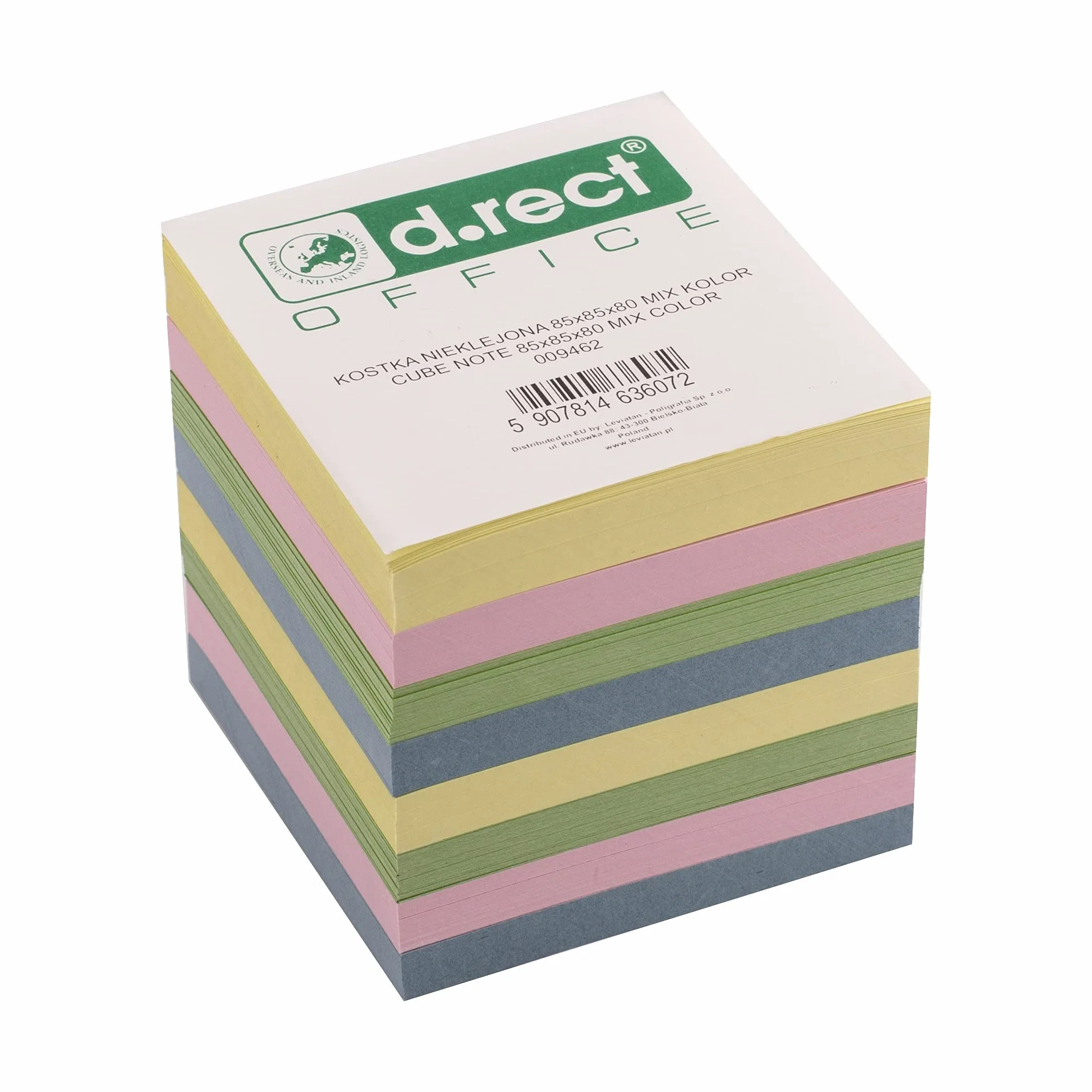 D.RECT Bloc-notes de rechange 85 x 85 x 80 mm 750 feuilles couleurs pastel