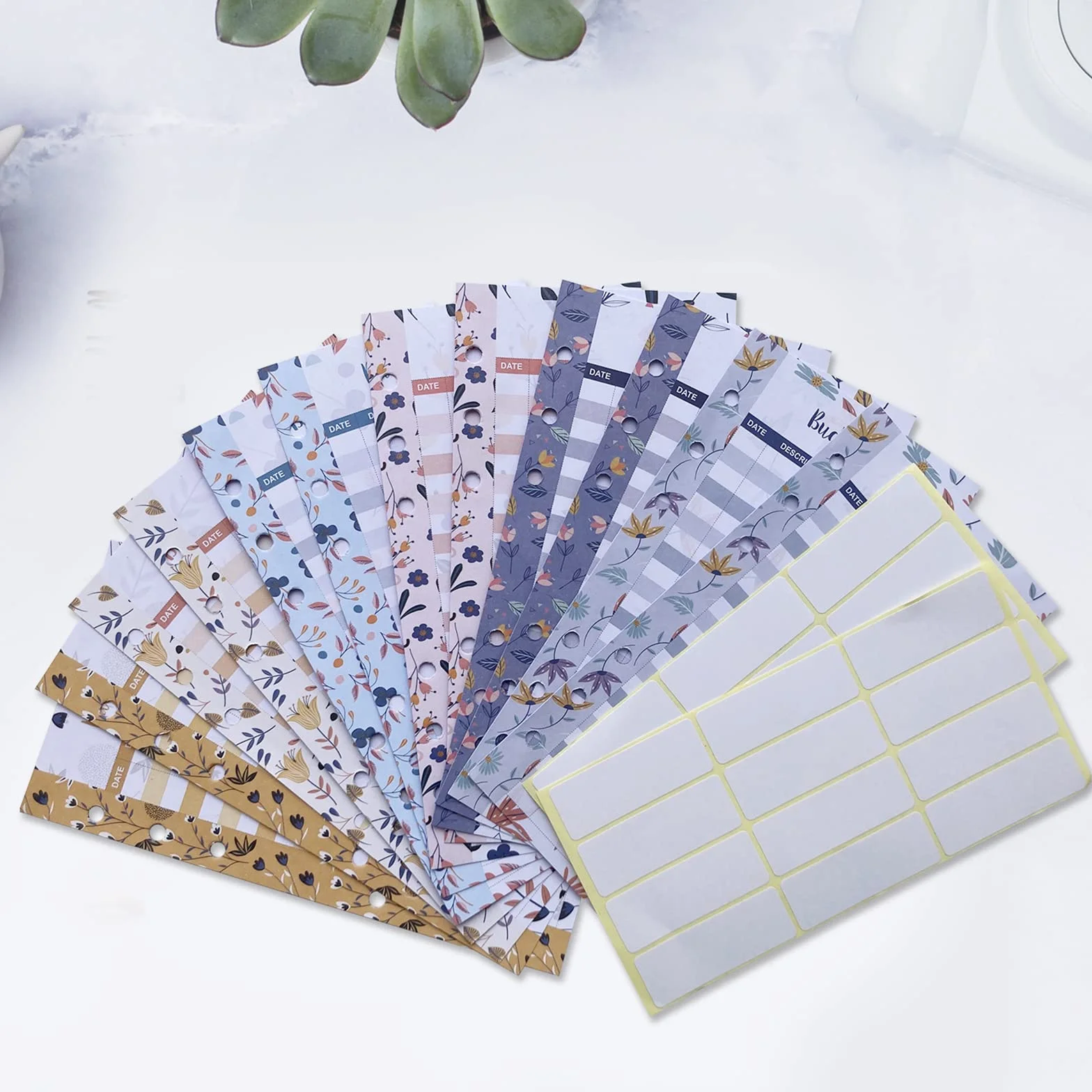 Enveloppes laminées florales avec pochettes pour espèces, portefeuille budgétaire, feuilles de classeur pour femme