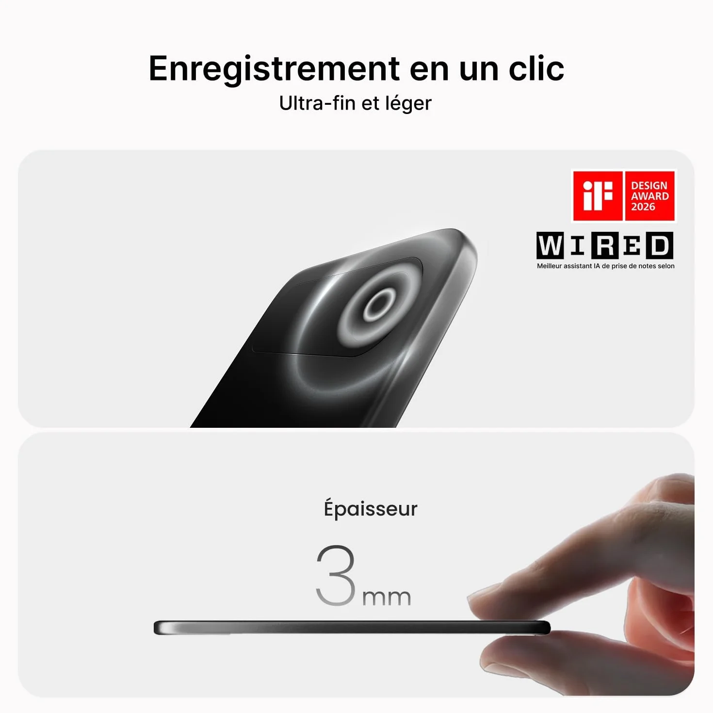 Comulytic Note Pro Enregistreur Vocal IA numérique Transcription résumé illimités dictaphone contrôle Application étui 113 Langues Noir