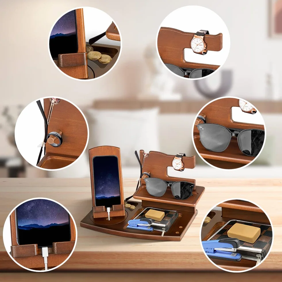 Organisateur de Bureau avec Support Telephone pour Homme Cadeau Noël Anniversaire
