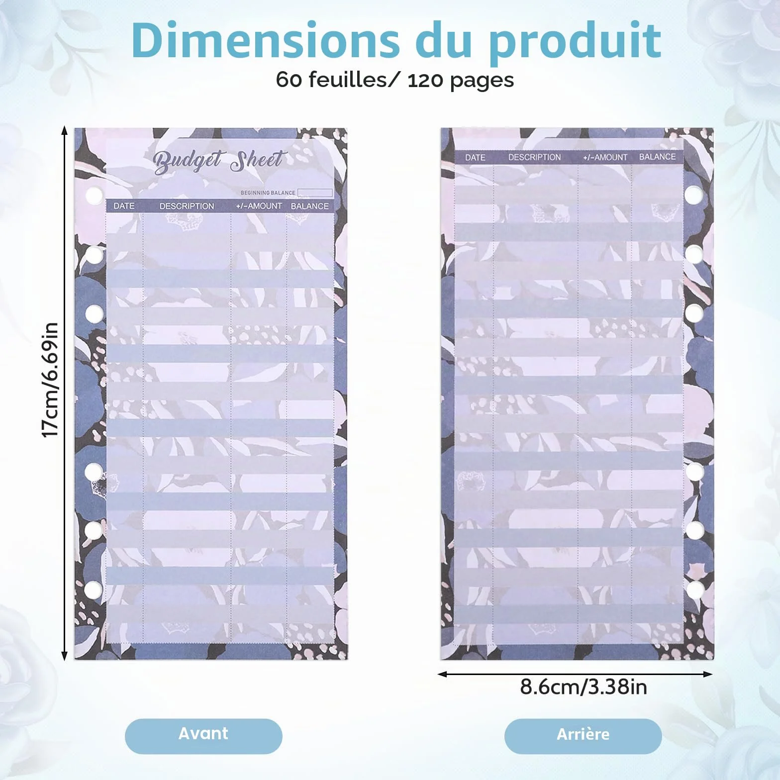 Feuilles A6 pour budget dépenses organisateur planification budgétaire