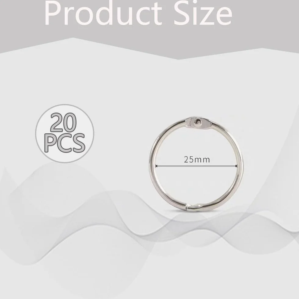 Anneaux de Reliure Métalliques 25mm pour Livre Classeur Porte-clés Scrapbooking