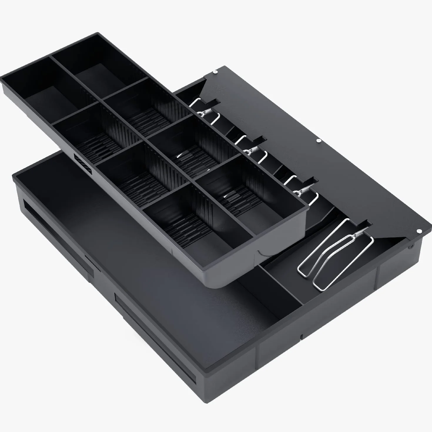 ACROPAQ Plateau de tiroir-caisse 41 cm 36x32x6 cm 4 compartiments monnaies 8 compartiments billets Noir