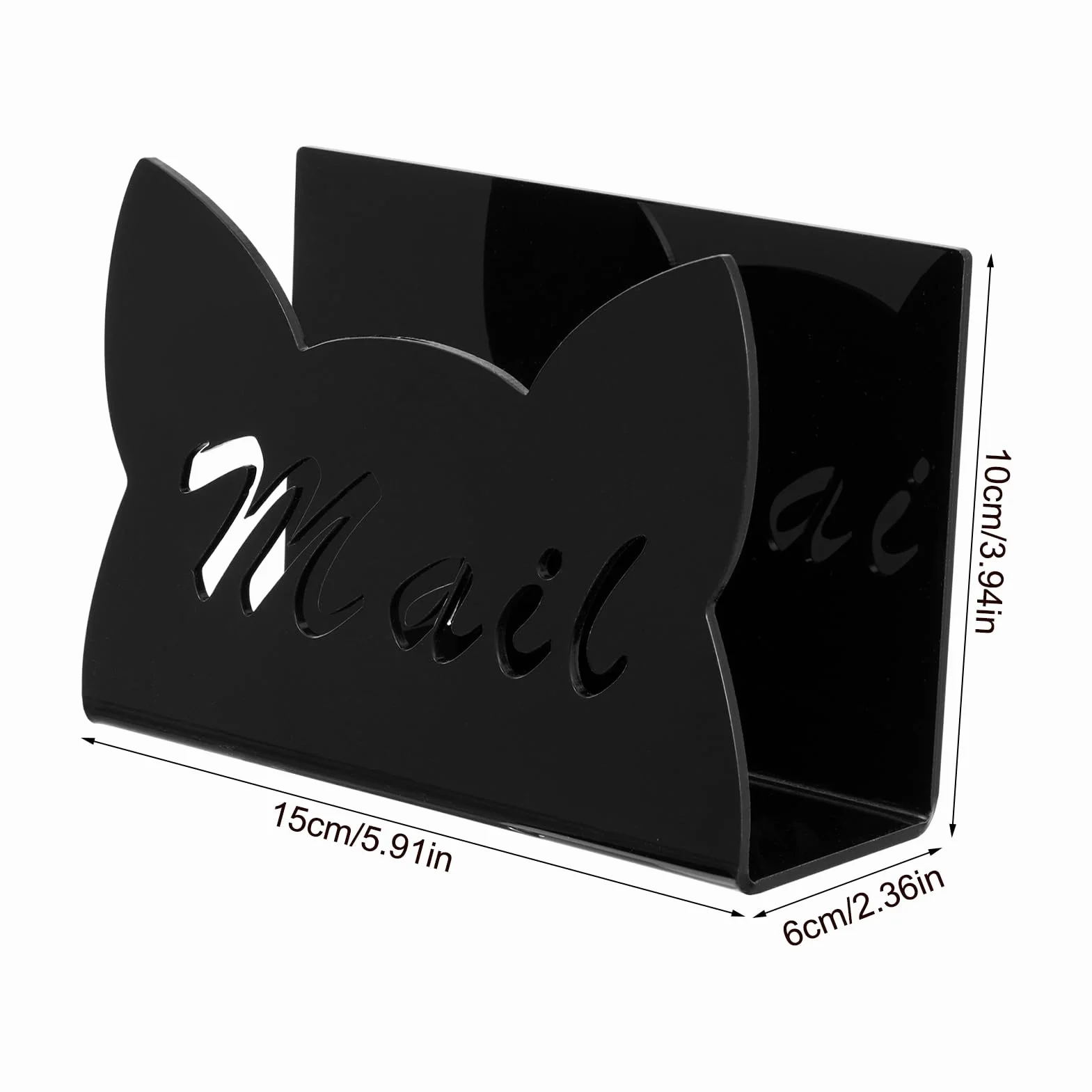 Organiseur de courrier Bureau 15 x 6 x 10 cm Bois Noir Trieur de documents