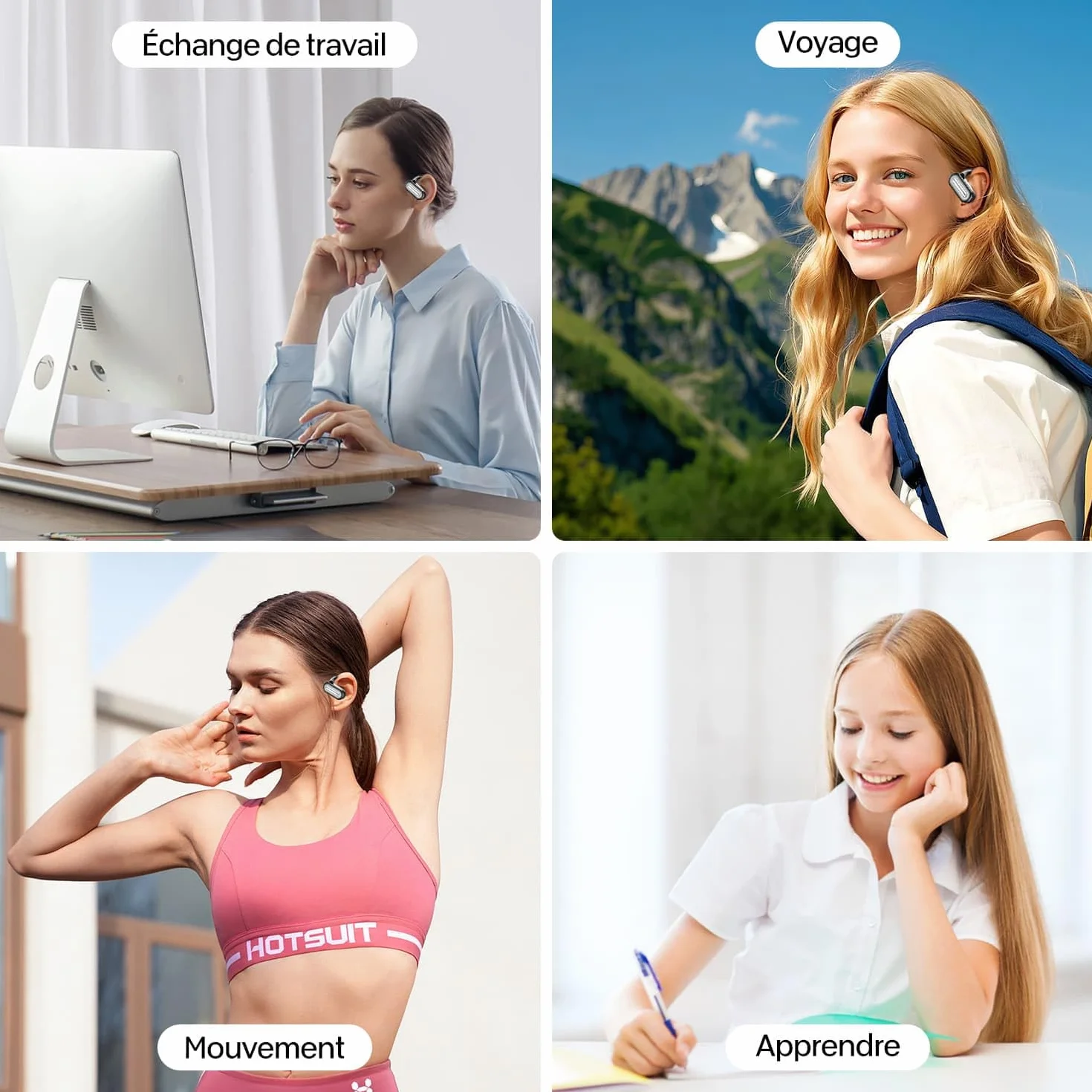 AI Traducteur Instantané Bluetooth 5.4 Oreillette 56h 3 en 1 144 Langues 6 Modes Traduction Voyage Réunion Études