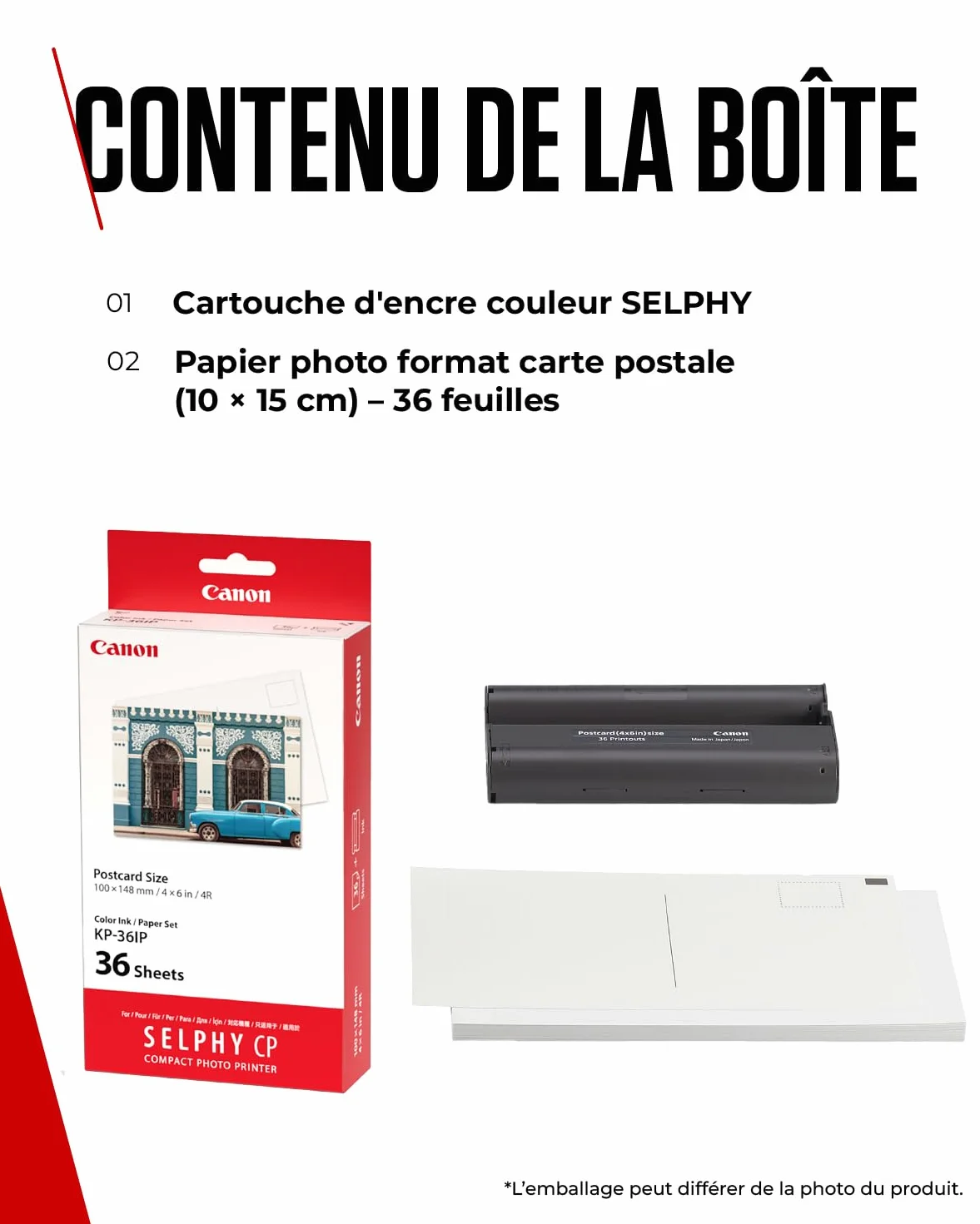 Canon KP-36IP Kit 36 Impressions Papier + Encre 10x14,8 cm pour SELPHY CP1300