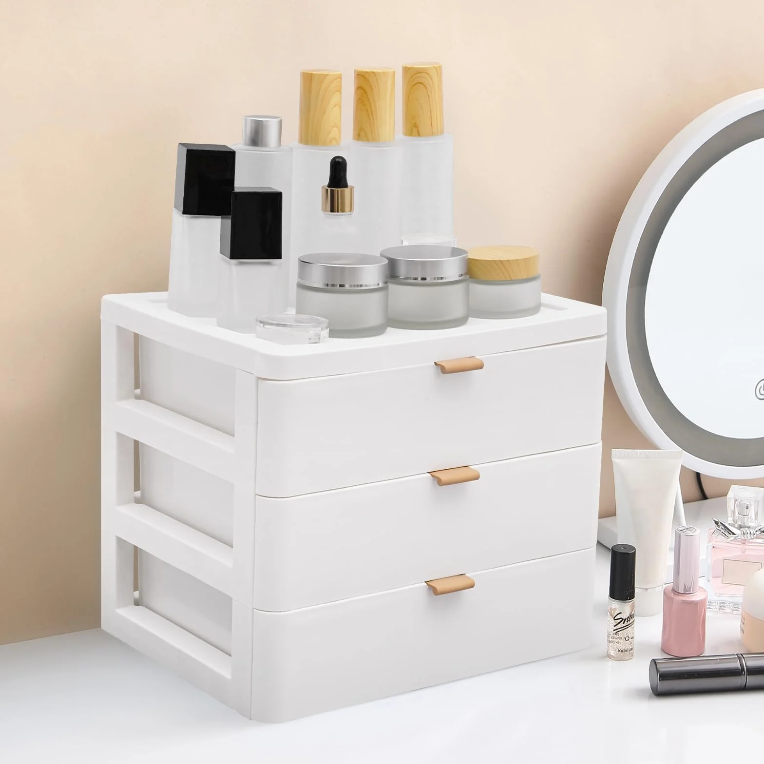 Organisateur de bureau 3 tiroirs blanc 26x20x22 cm empilable