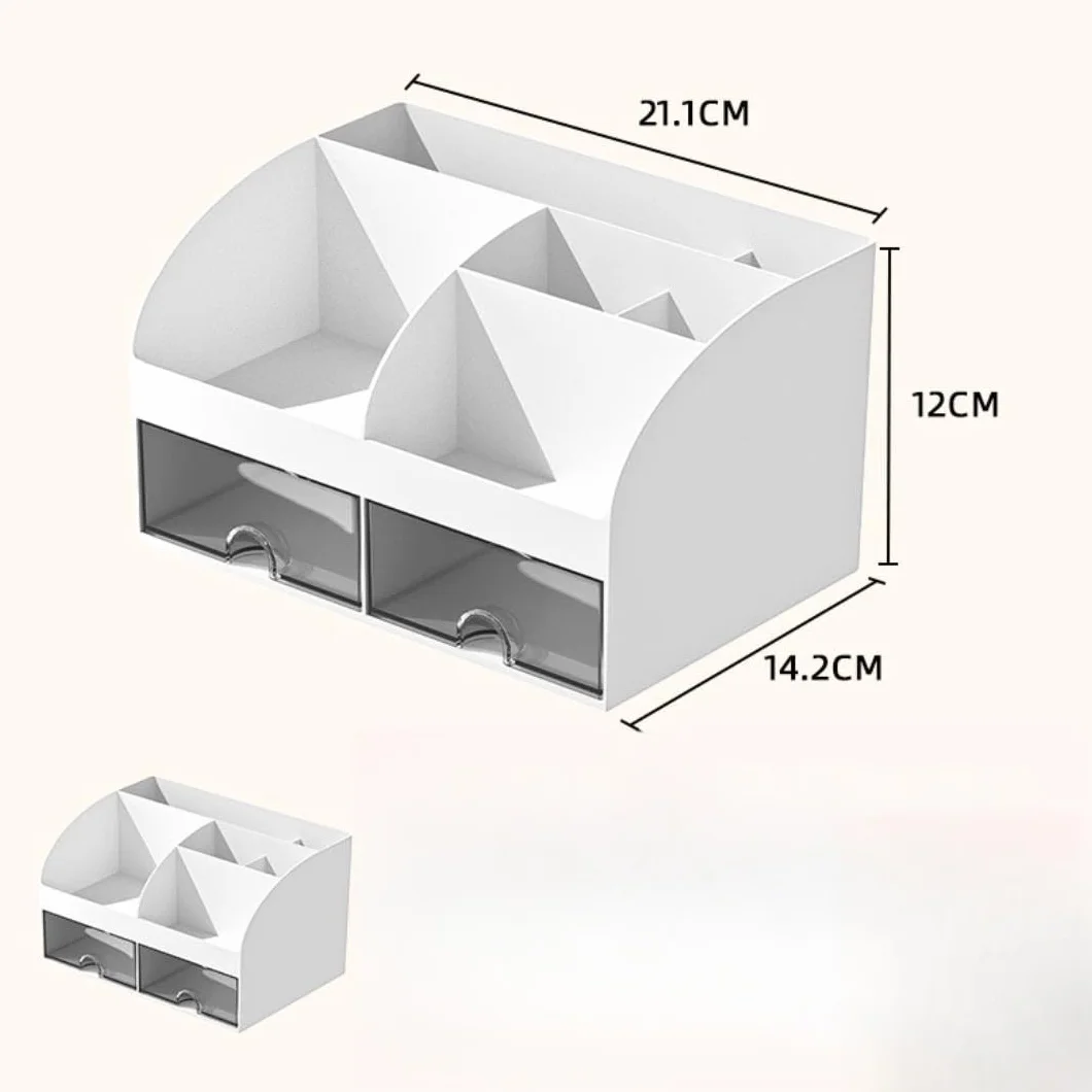 Rhys Organisateur de Bureau Multifonction en Plastique Transparent avec Tiroirs Blanc