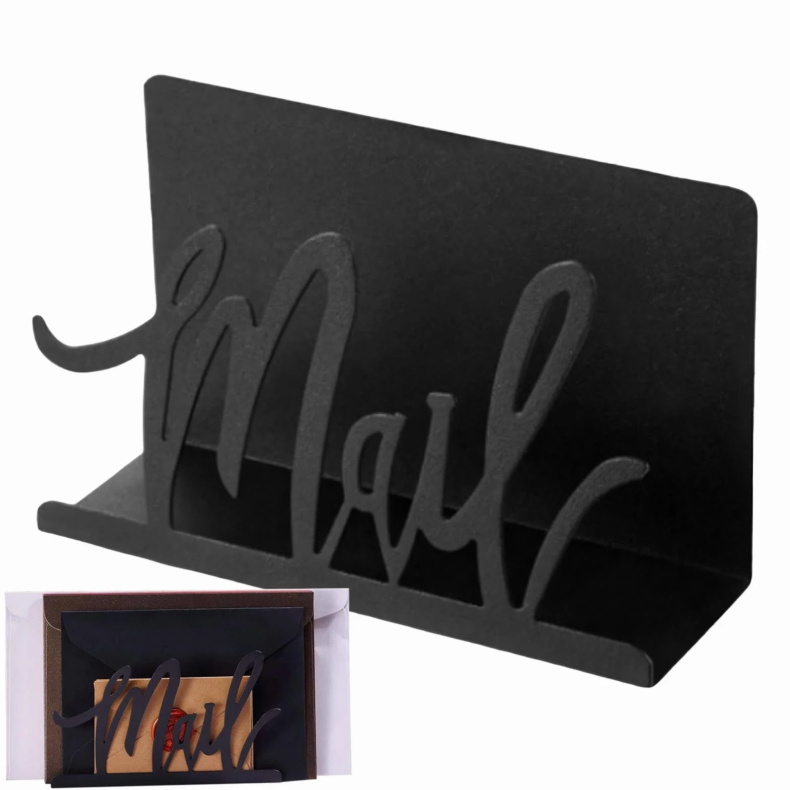 Organiseur de courrier noir métal porte-lettres bureau rangé emplacements enveloppes