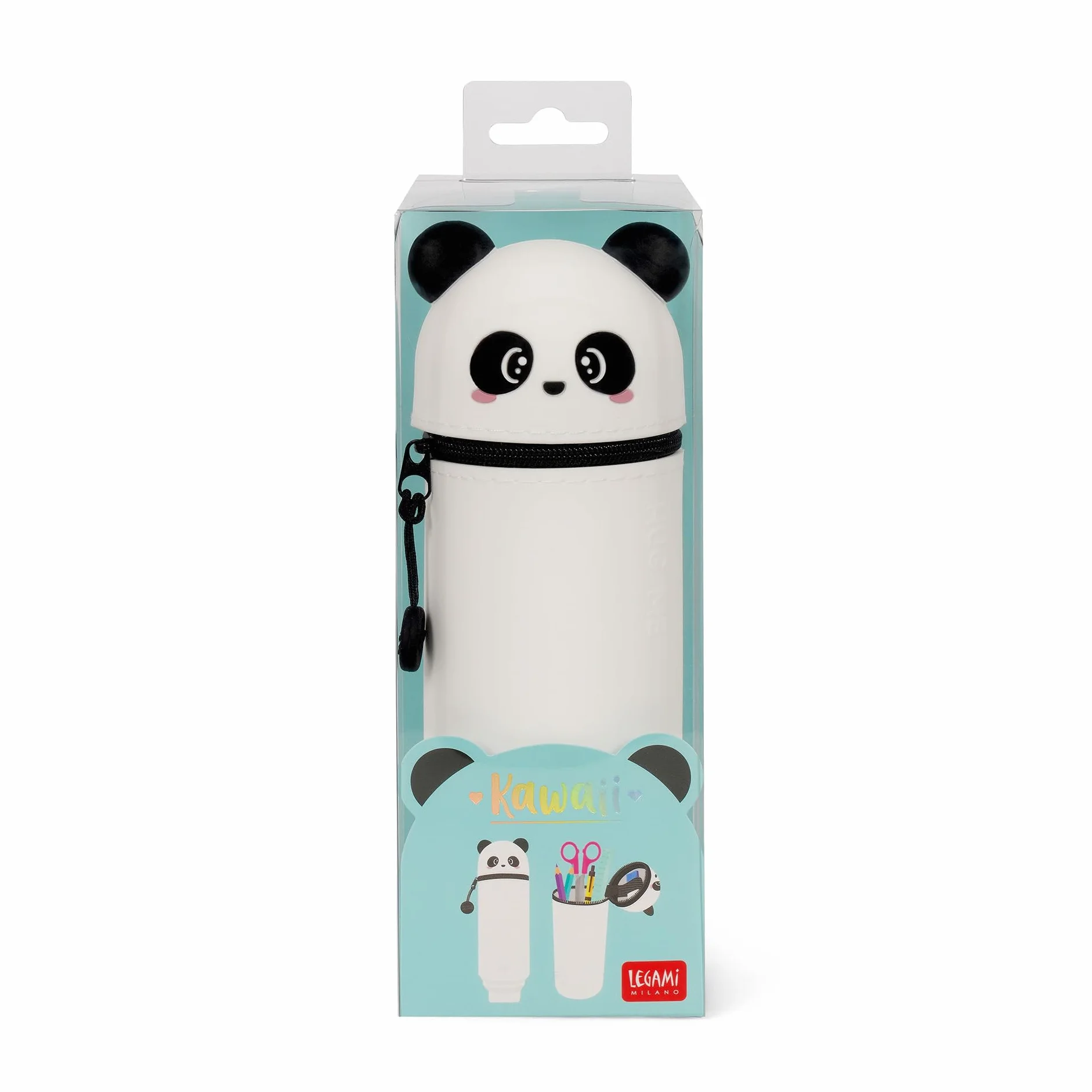 Legami Kawaii Étui École 2 en 1 Silicone Souple Porte-stylos Table Fermeture Glissière