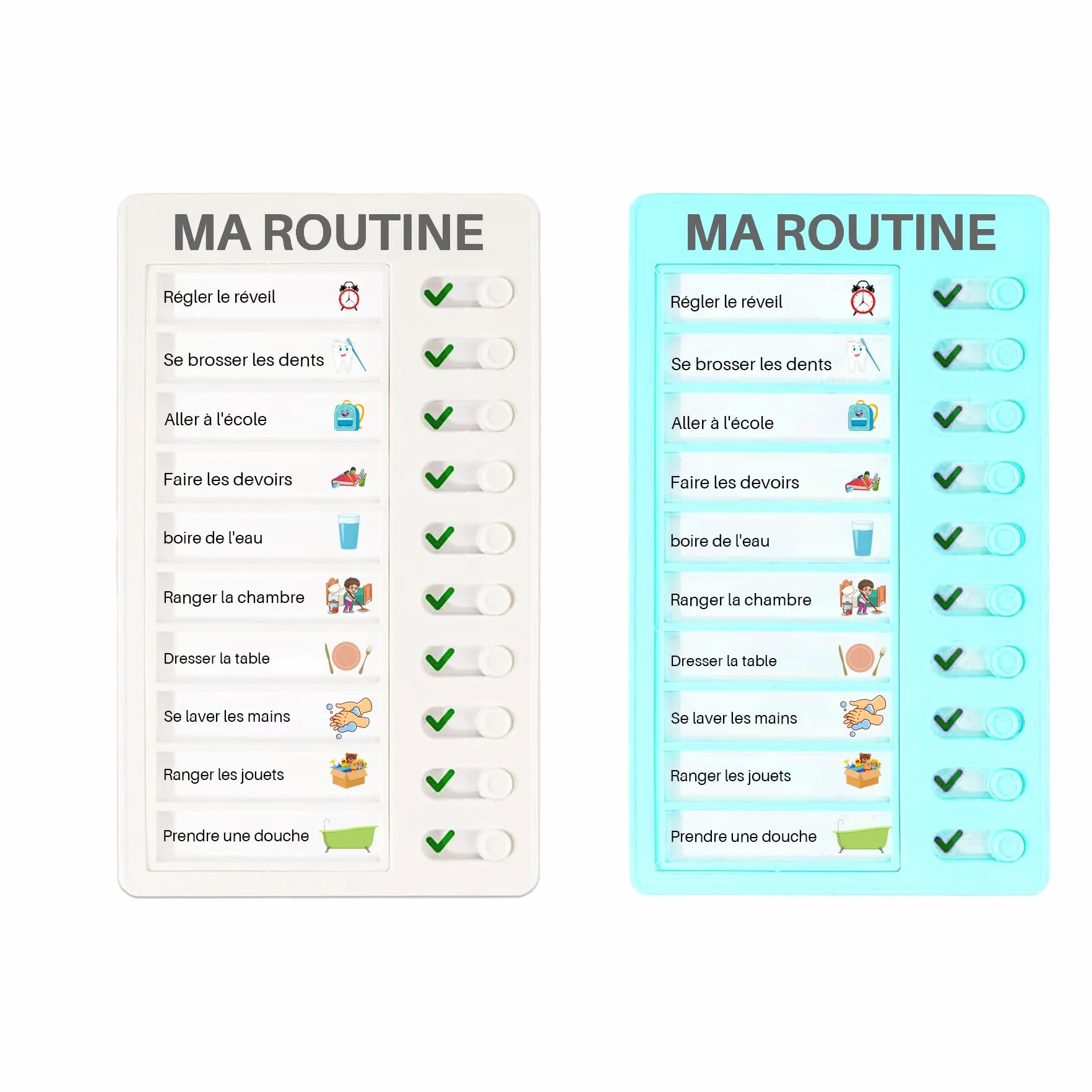 Tableau Routine Enfant Liste Planning To Do List avec 10 Cartes de Contrôle DIY pour Planification d'apprentissage Tâches Ménagères