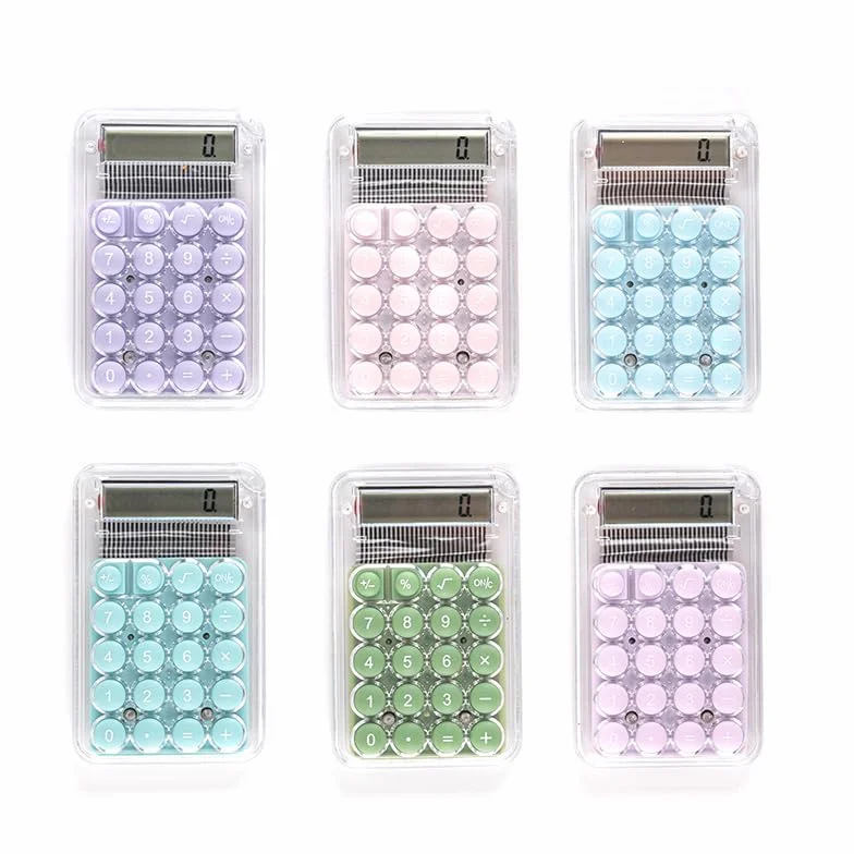 Calculatrice Solaire Pile Bouton Double Alimentation Clavier Silicone Portable Couleurs Aléatoires