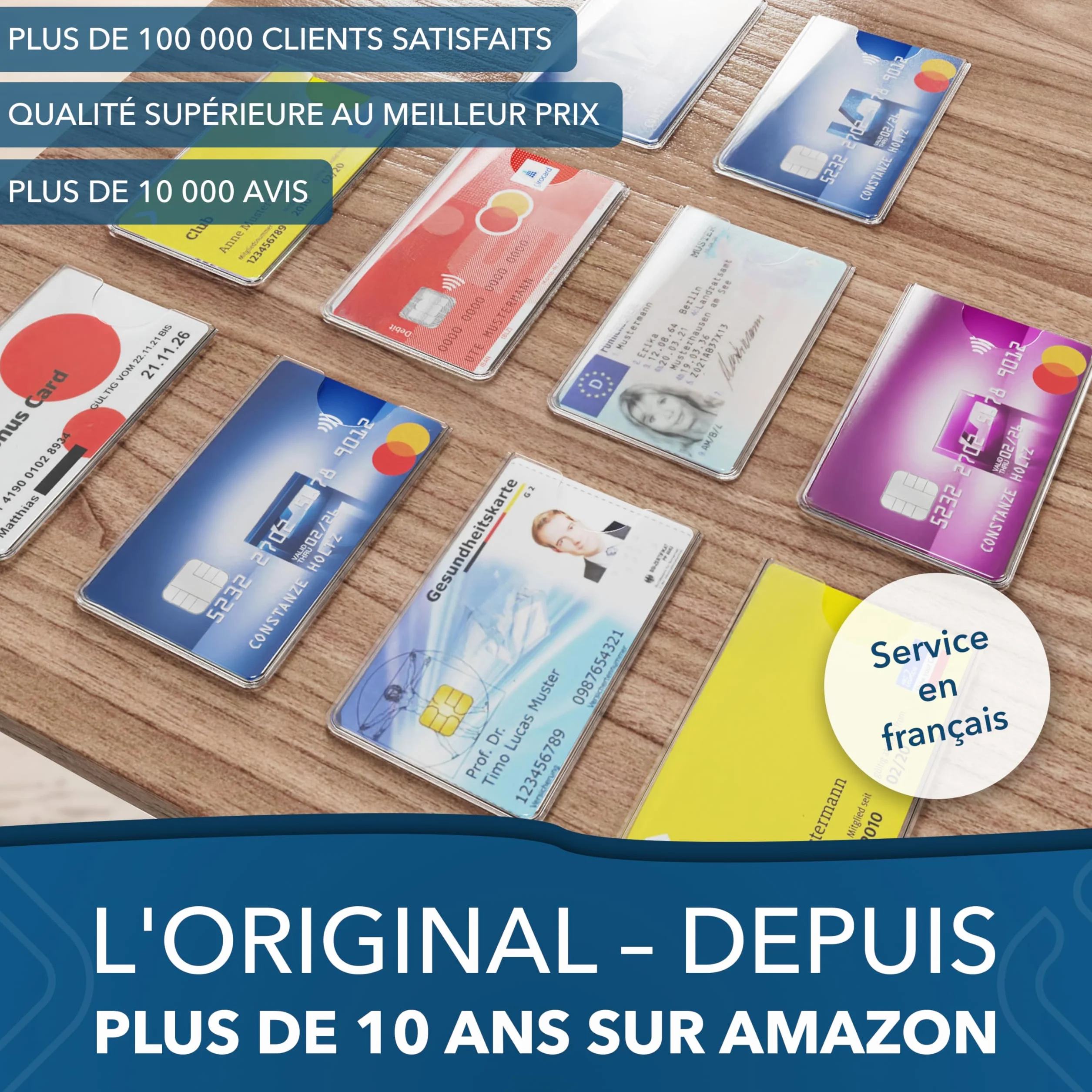 Étui Porte-Carte Bancaire Transparent Rigide 10 Pièces - Protège Carte Navigo, Identité, Vitale & Bus