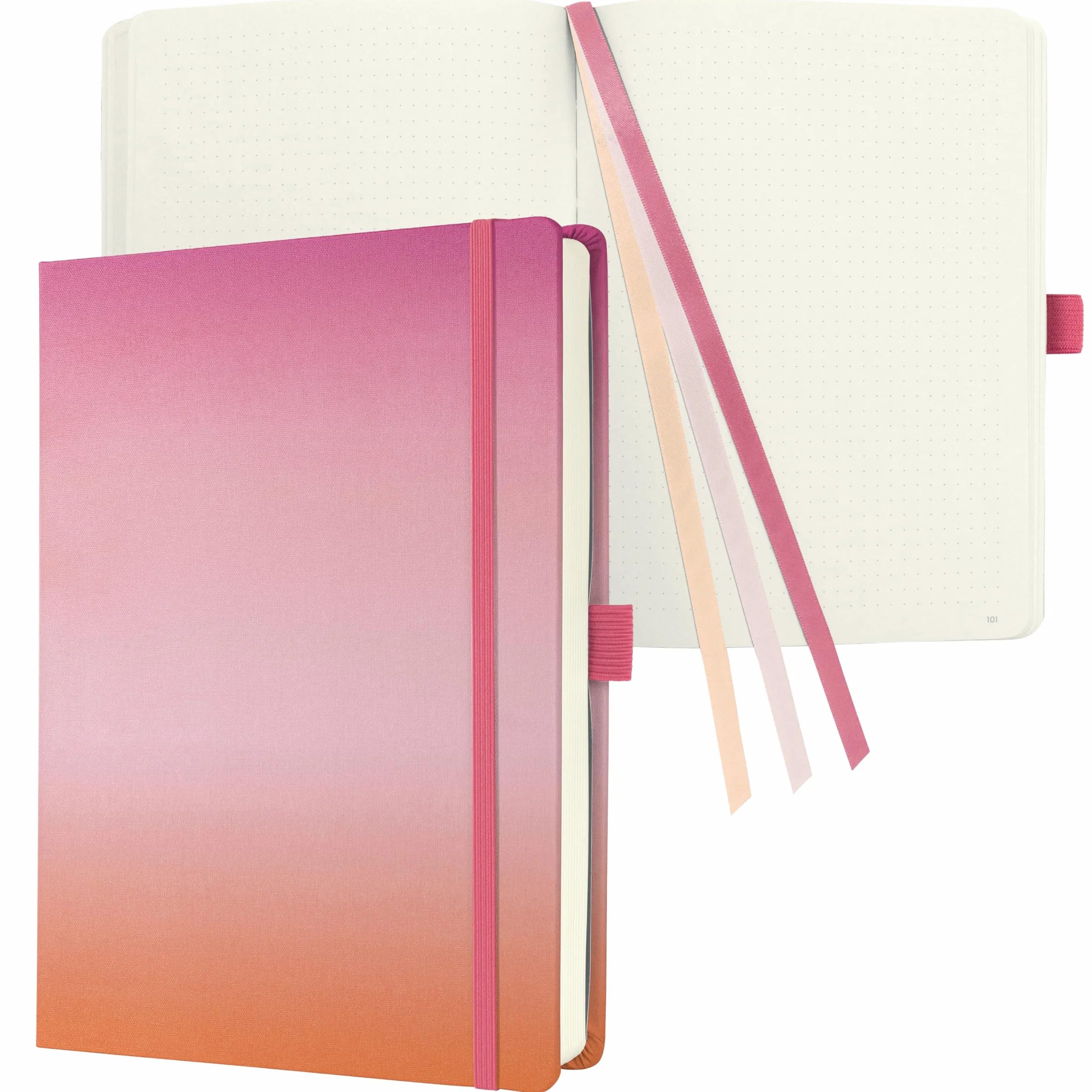 SIGEL JB103 Carnet de notes bullet journal A5+ pointillé couverture rigide 200 pages 120 g/m² fermeture élastique rose orange