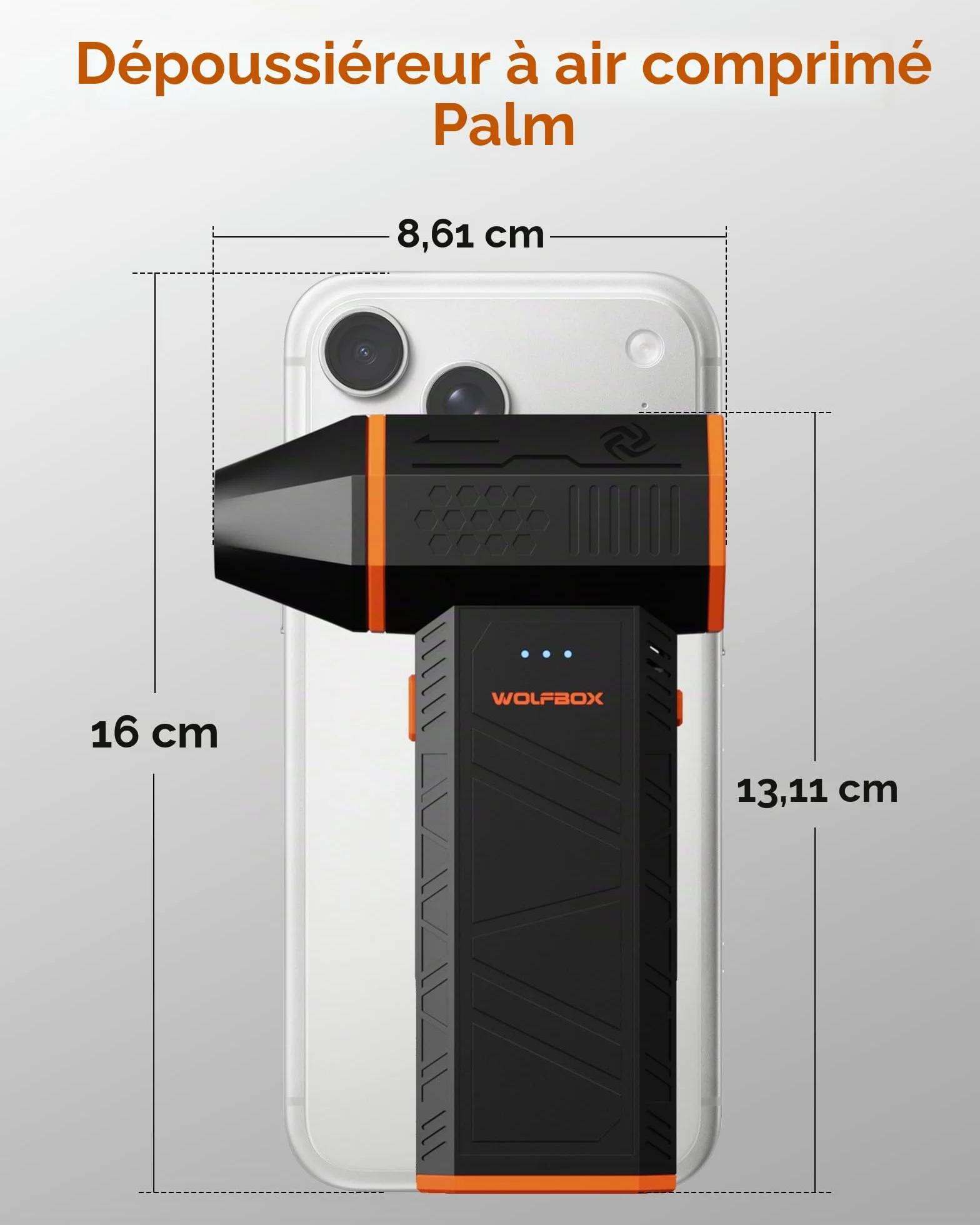 WOLFBOX MF50 Soufflette à Air Comprimé 110 000 tr/min 3 Vitesses Réglables Dépoussiéreur Haute Puissance