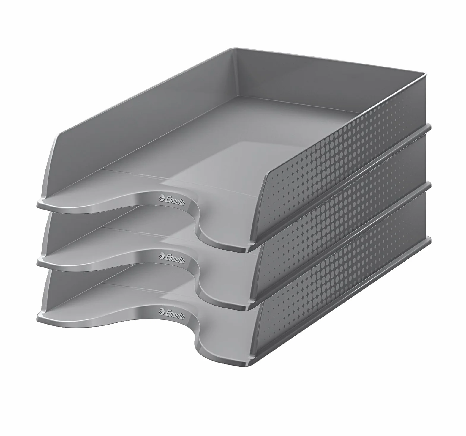 Esselte Lot de 10 Corbeilles à courrier Fusion A4 Empilable Gris opaque Rangement Documents