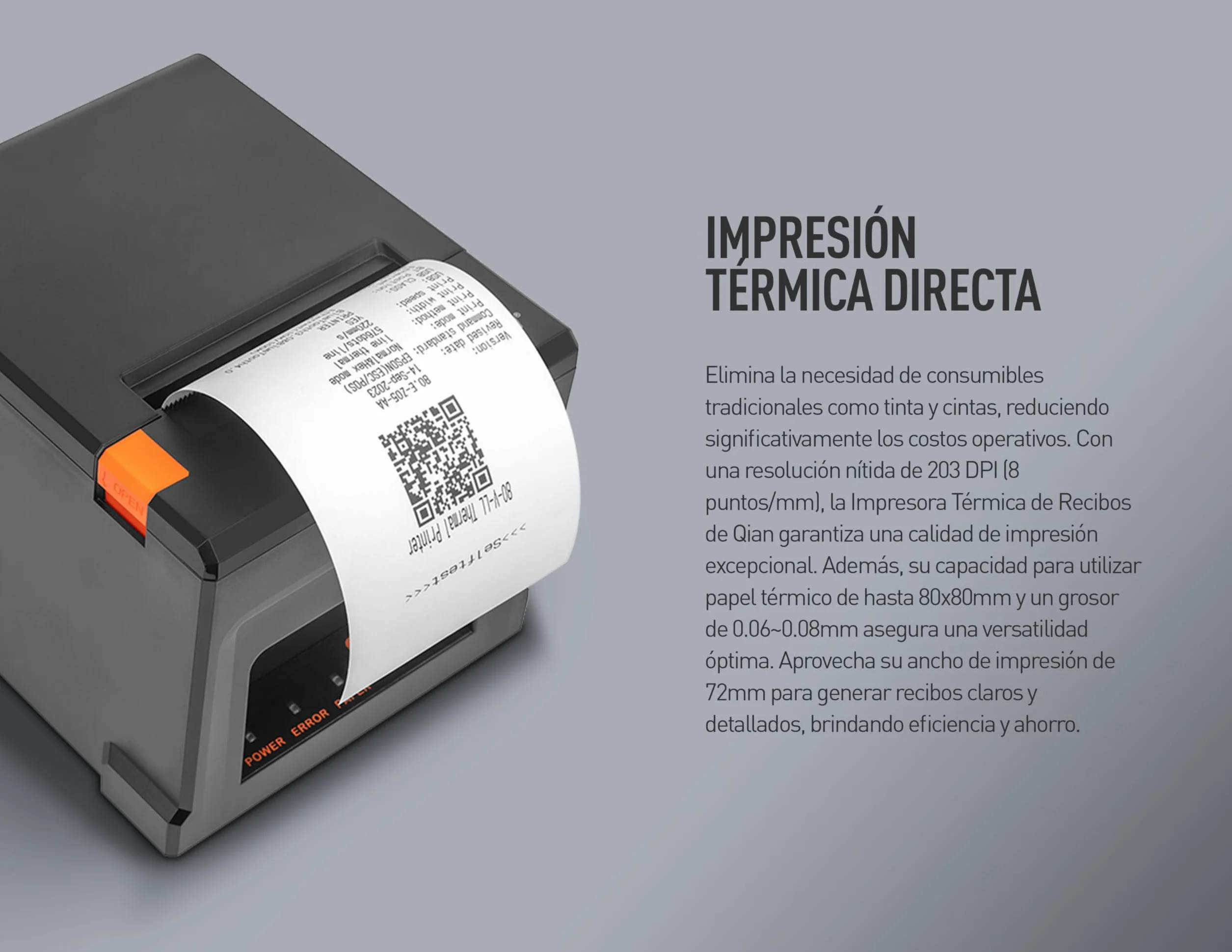 Qian Imprimante de reçus Thermique 80mm POS découpe Automatique ESC/POS Vitesse 220 mm/s USB LAN Bluetooth