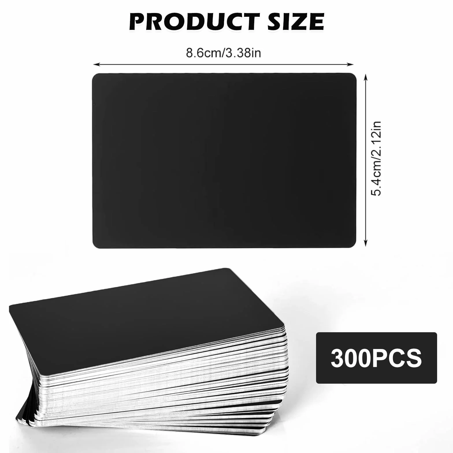 Carte de Visite Metal Vierges 300 Pièces Noir Aluminium Gravées au Laser Cartes Professionnelles
