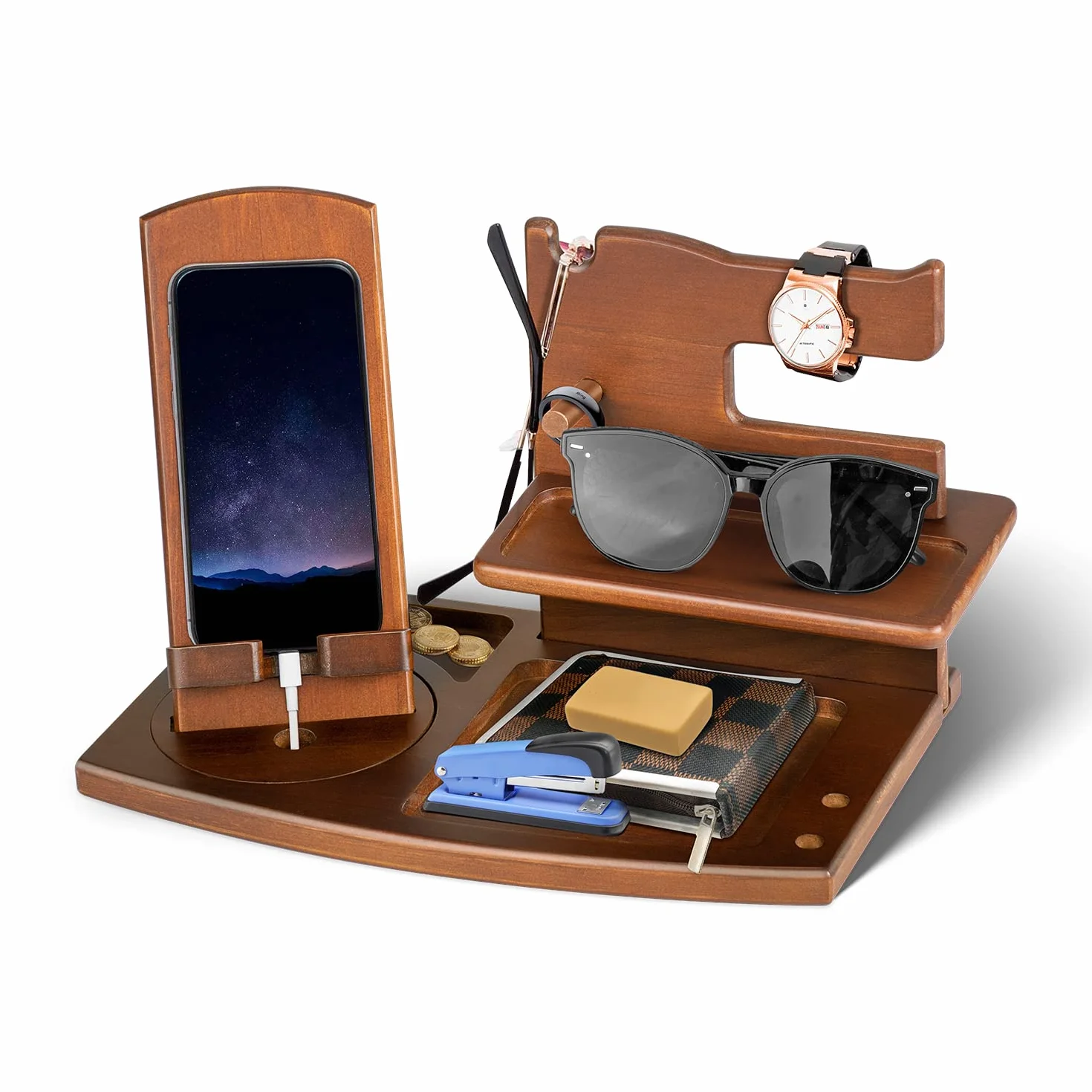 Organisateur de Bureau avec Support Telephone pour Homme Cadeau Noël Anniversaire