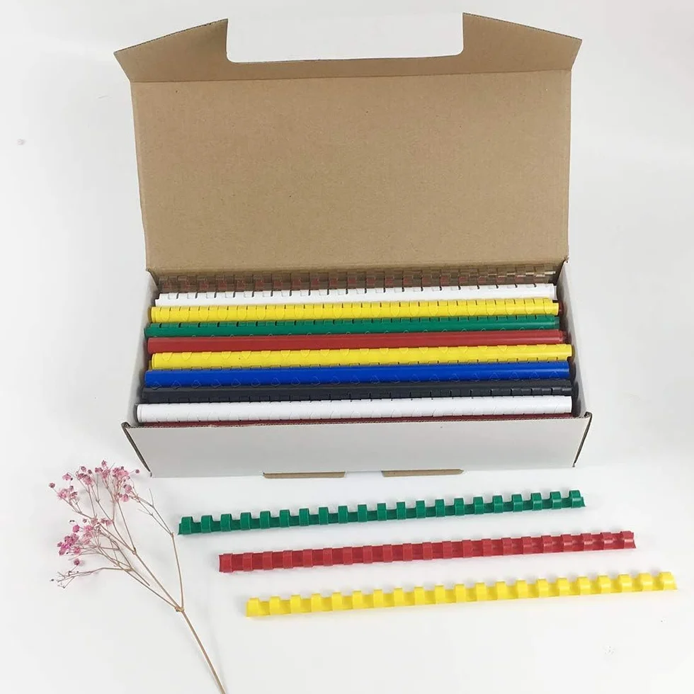 RAYSON Peignes de reliure plastique 8 mm 21 anneaux 40 feuilles A4 multicolore paquet de 100