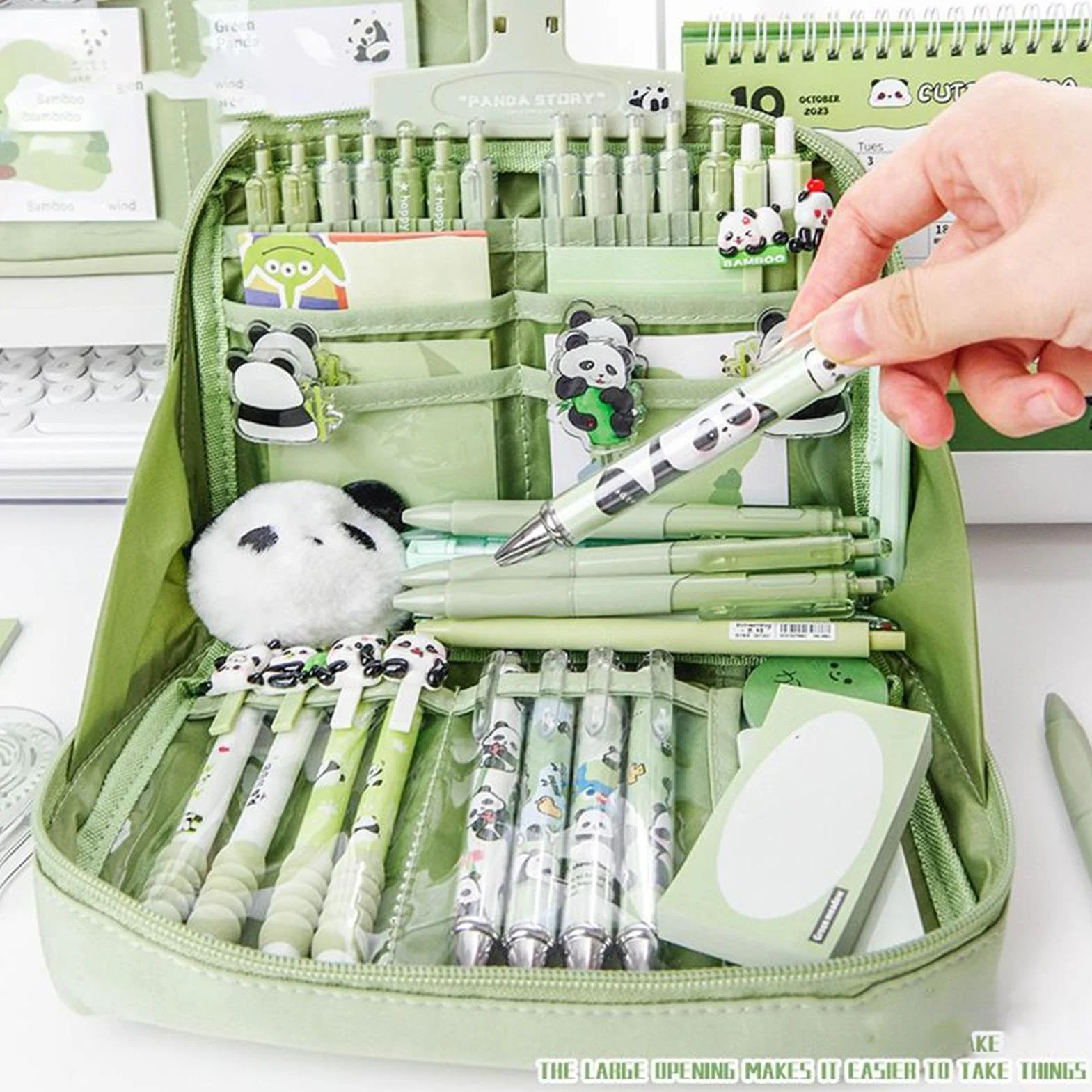 Ensemble Papeterie Panda, Trousse à Crayons Grande Capacité, Kit Fournitures Scolaires pour Enfant