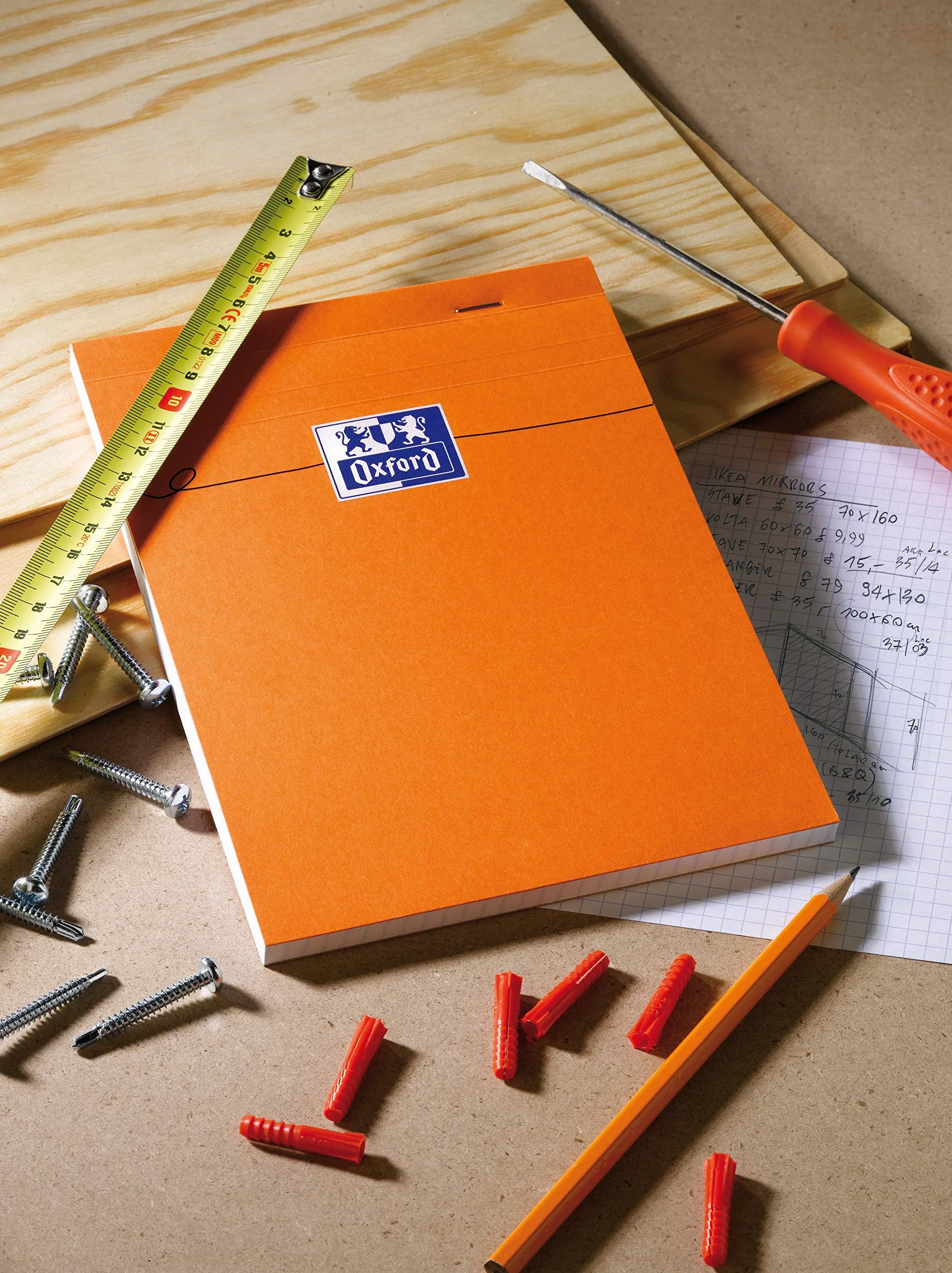 OXFORD Lot de 5 Bloc-Notes Orange A5 Petits Carreaux 5mm 80 Feuilles