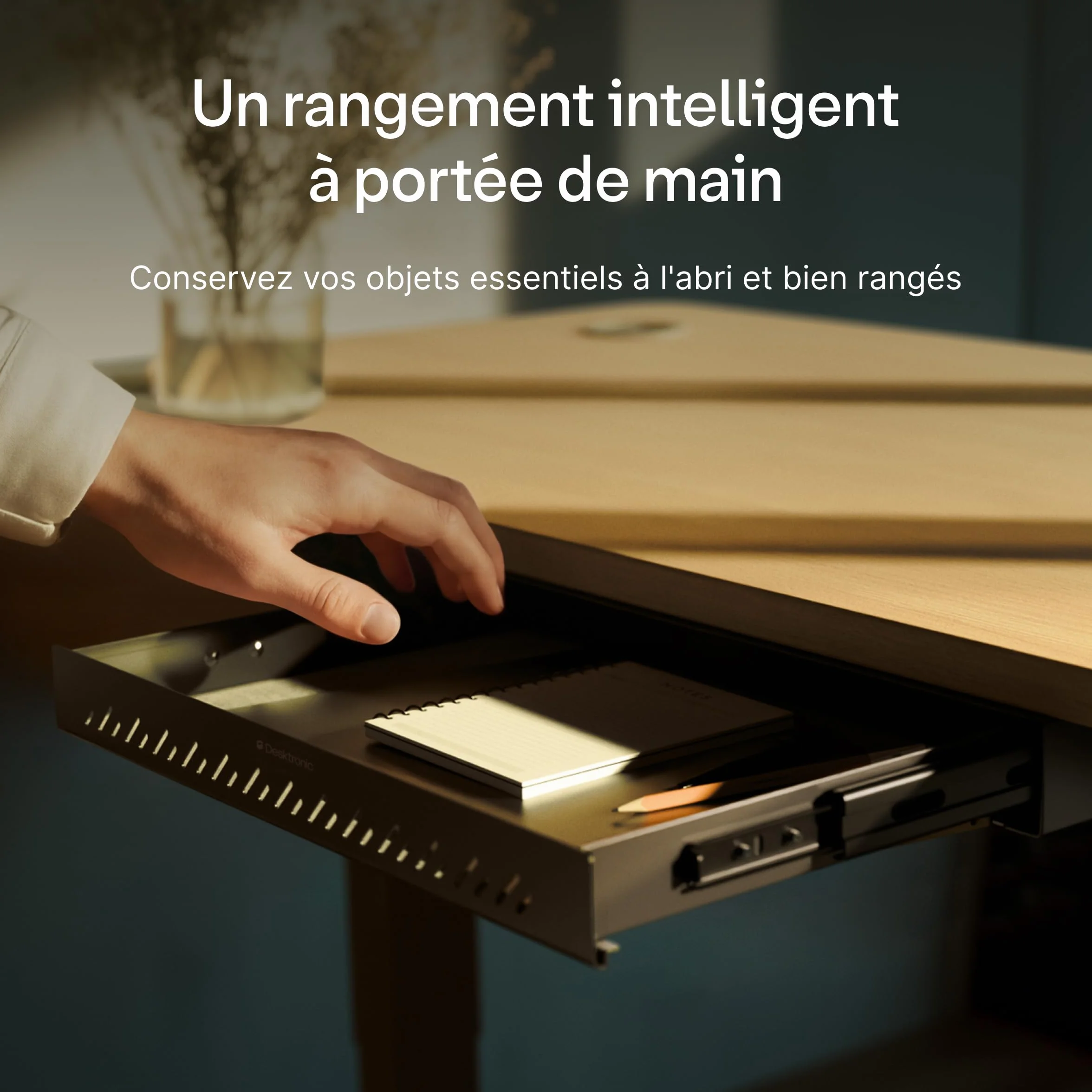 Desktronic Caisson de rangement sous bureau Tiroir en métal Noir