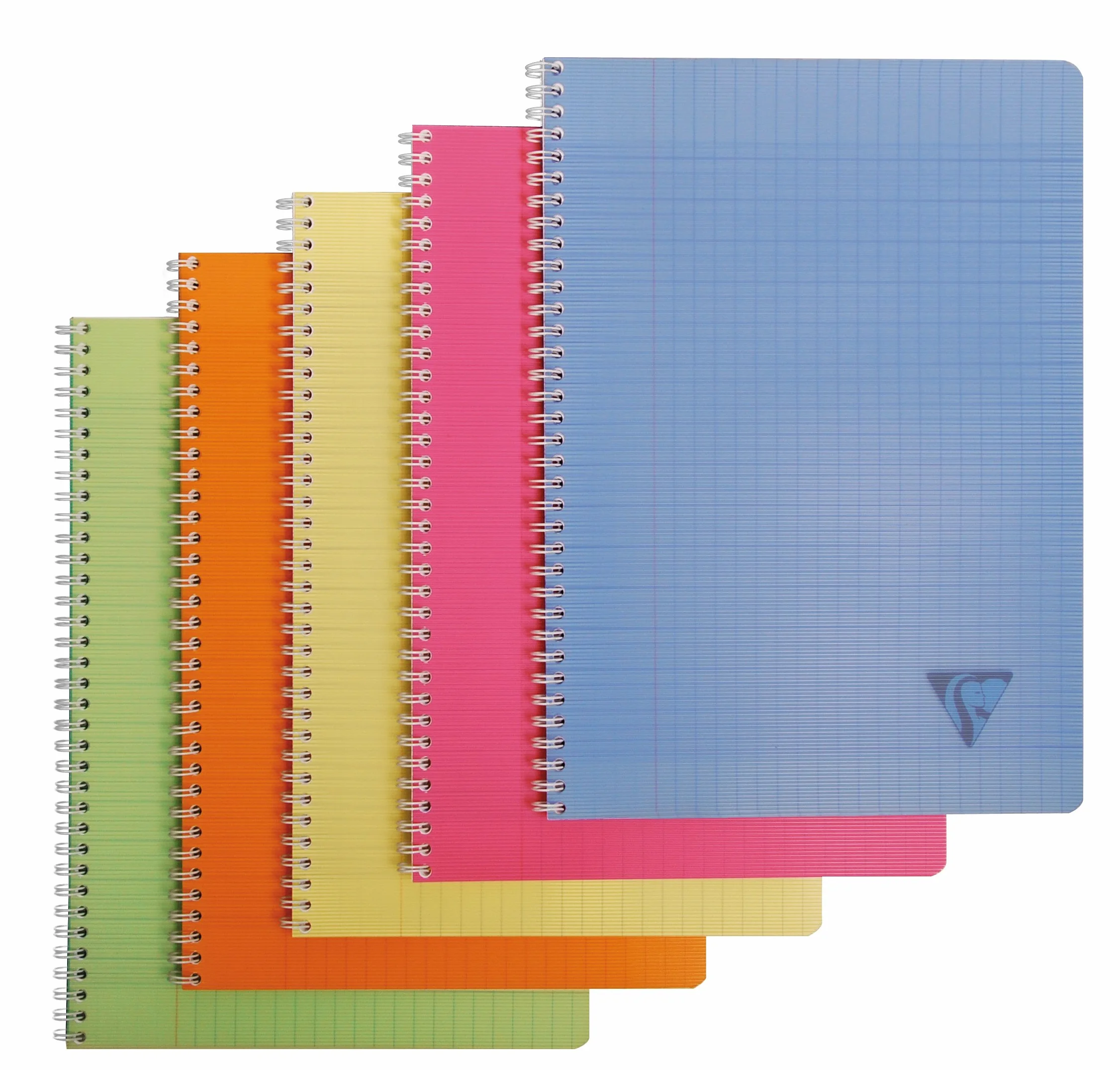 Clairefontaine Linicolor Fresh Cahier à Spirale A4 21x29,7 cm 180 Pages Grands Carreaux Papier 90 g Couverture Polypro Transparent