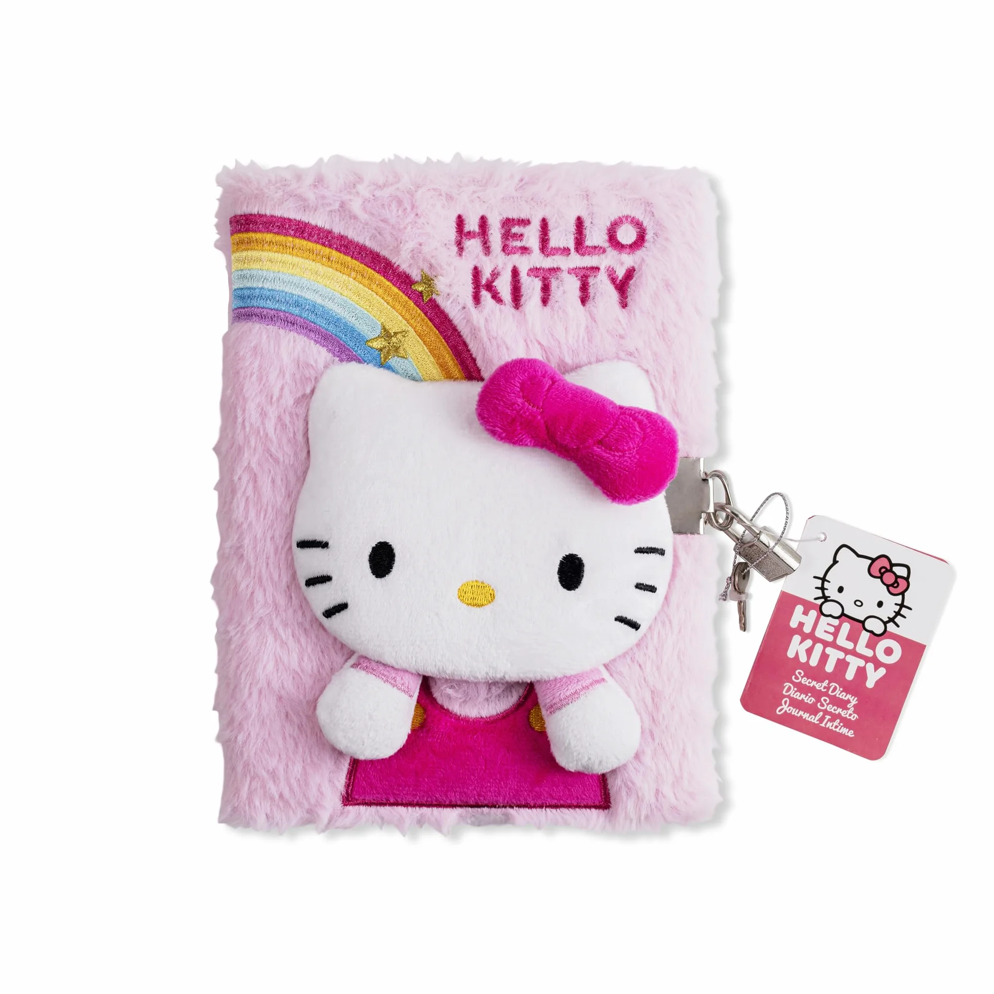 Hello Kitty Journal intime 3D A5 ligné en peluche avec cadenas