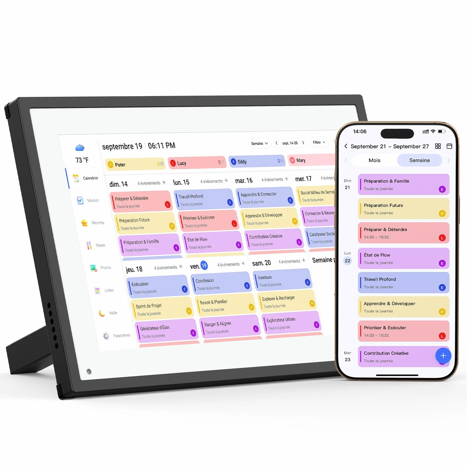 NEWYES 2026 Calendrier Numérique de Bureau 10,1" - Tableau Organisation Famille/Individuel & Cadre Numérique Wi-Fi Sync Écran Tactile Intelligent pour Semaine Enfant/Repas/Agenda/Apprentissage