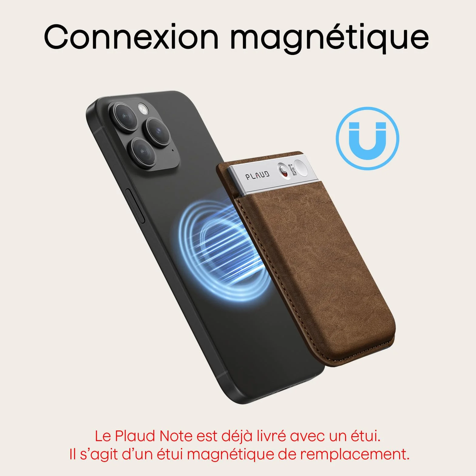 Étui de Magnétique pour Plaud Note Enregistreur Vocal IA, Protection Portable, Marron