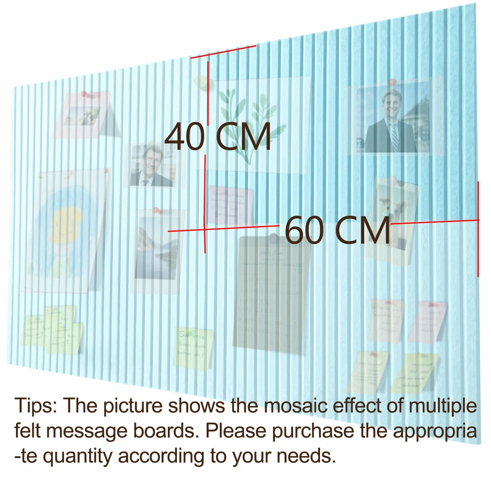 Tableau d'affichage en feutre 40x60 cm – Grand tableau photo pliable pour bureau et maison