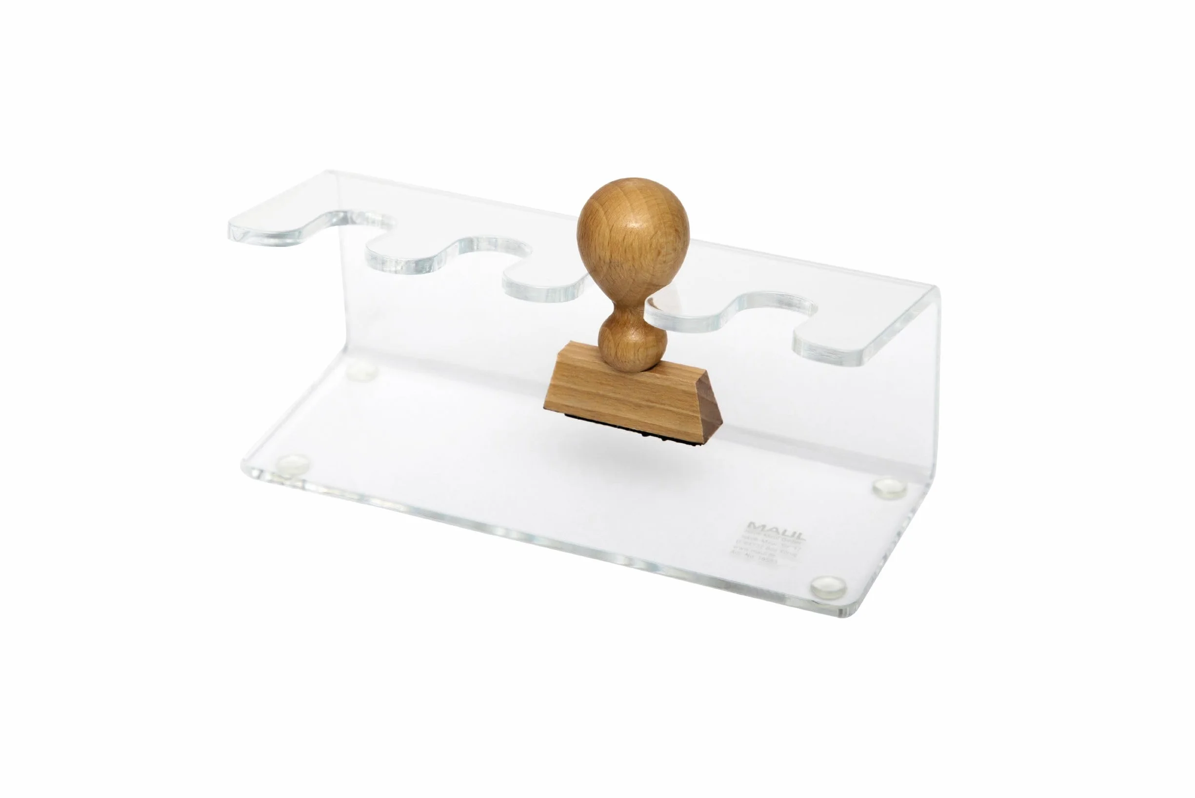 MAUL Porte Tampon en Acrylique 15,5 x 6,4 x 7 cm Organiseur Bureau 4 Tampons Transparent
