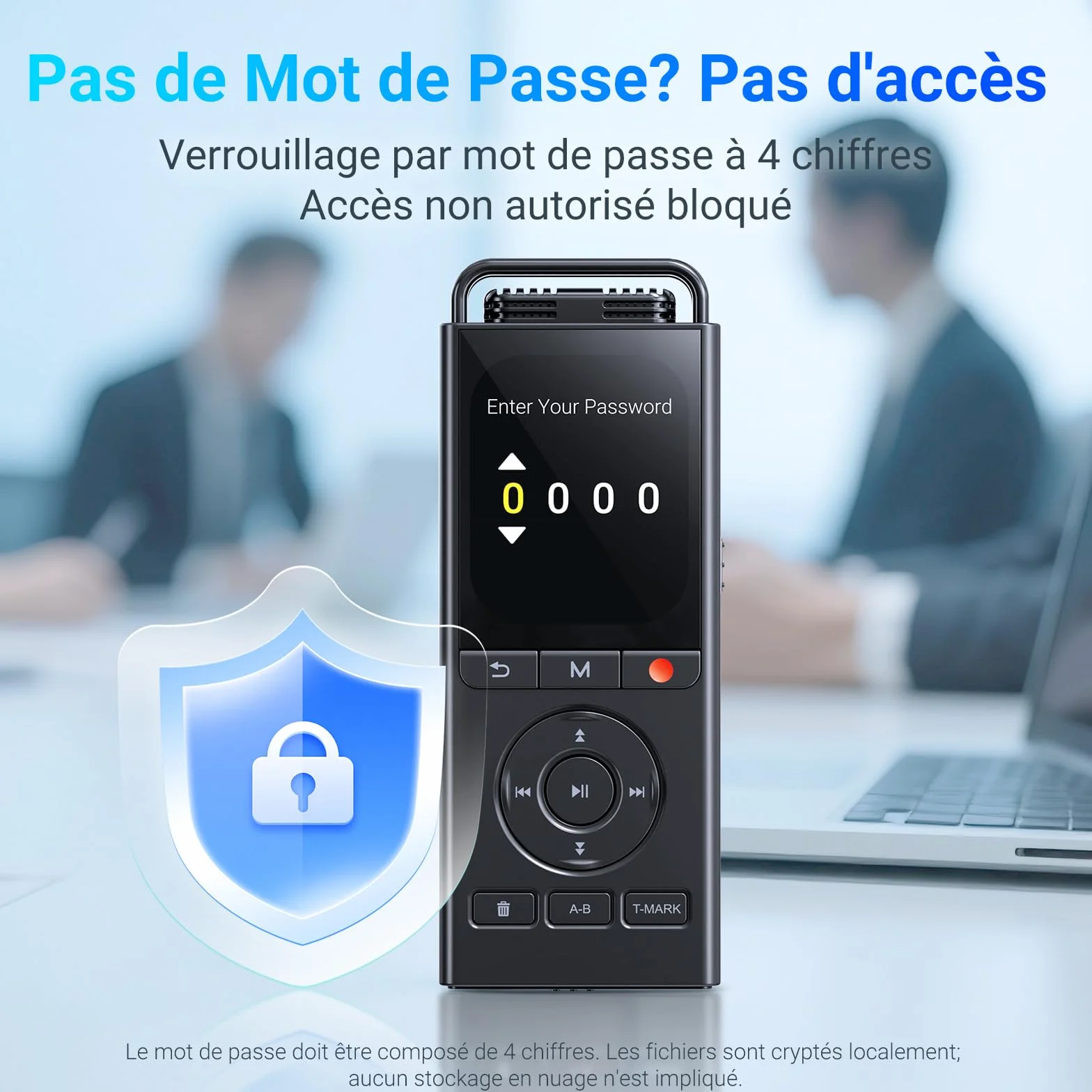 Dictaphone Enregistreur Vocal Numérique 144 Go, Audio HD 3072 Kbps, Réduction du Bruit