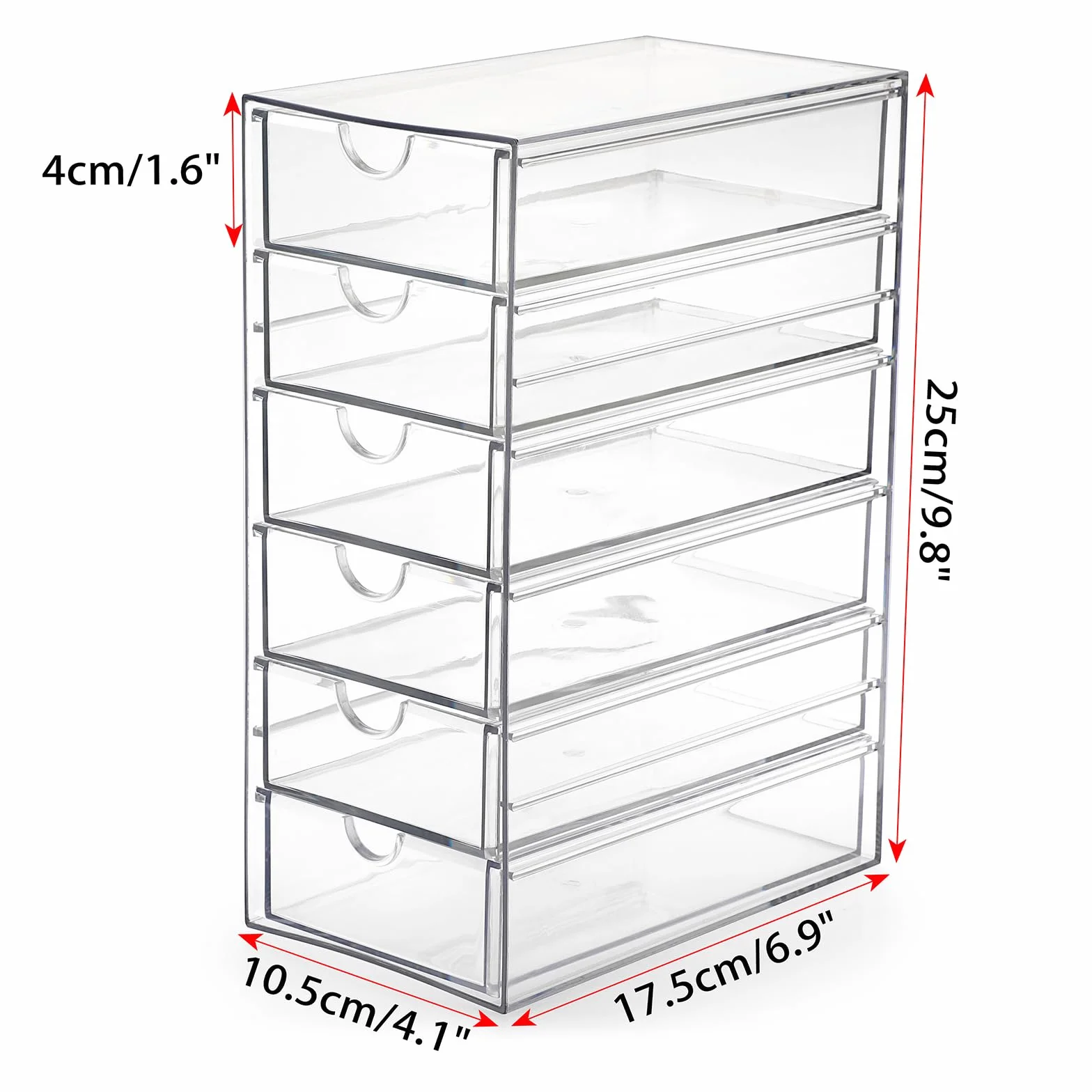 SUMTree Boîte de Rangement Acrylique 6 Tiroirs 25x17x10cm Organisateur Salle de Bain