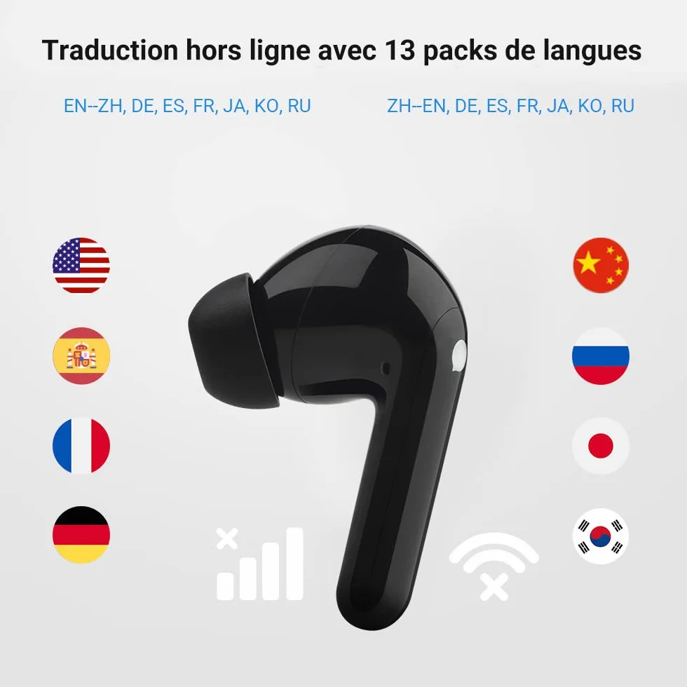 Timekettle M3 Traducteur Vocal Traduction Simultanée Bidirectionnelle 40 Langues 93 Accents