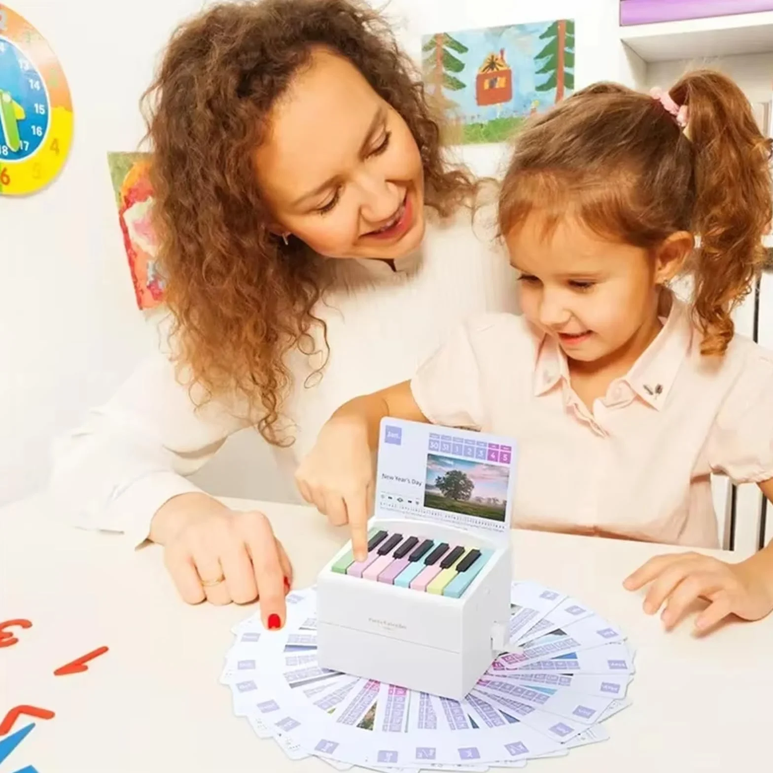 Calendrier de piano 2025 jouable, 52 partitions, bloc mémo 3D, chronomètre créatif, cadeau Noël anniversaire