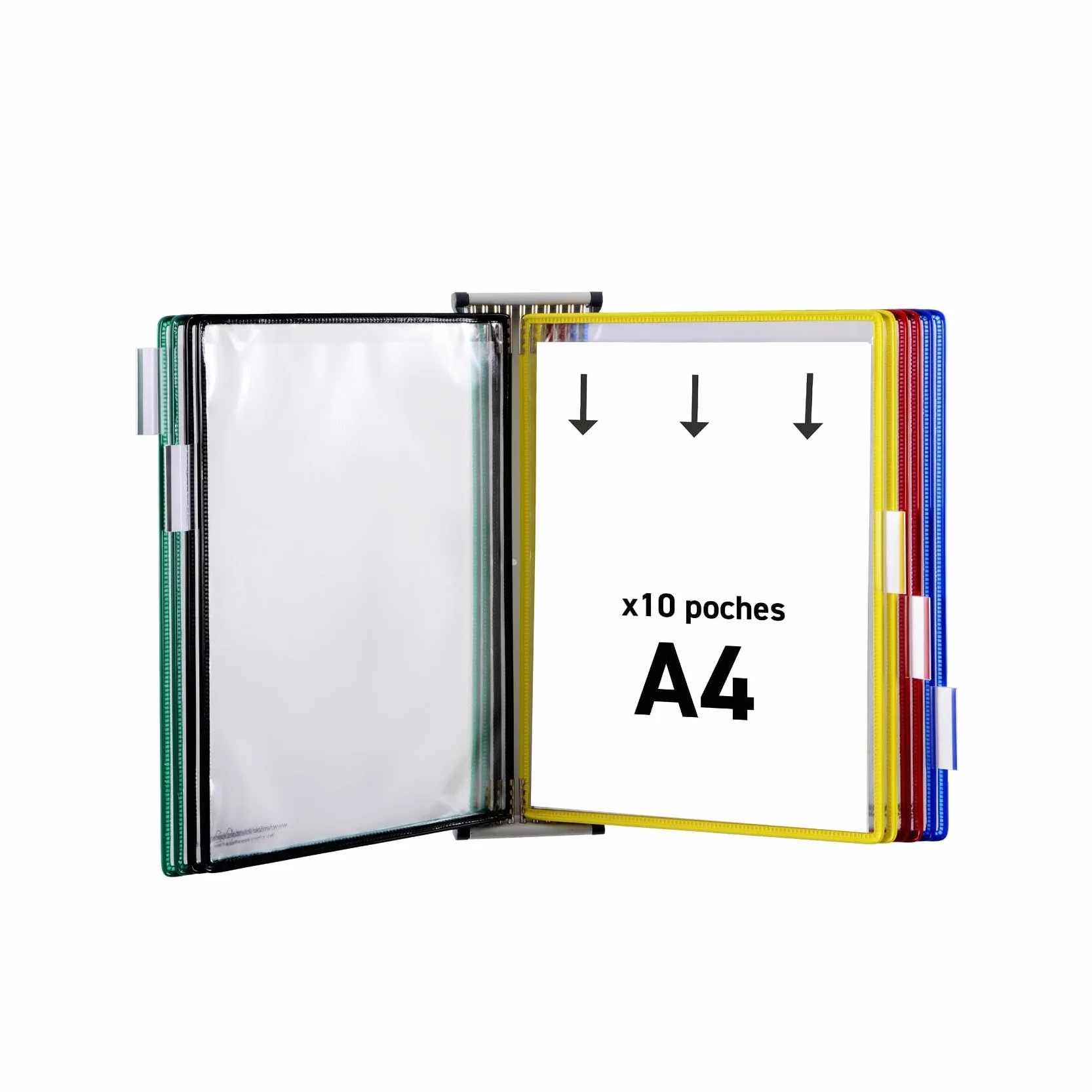 Tarifold Fr 414109 Support Kit Mural document métal 10 pochettes A4 assortie