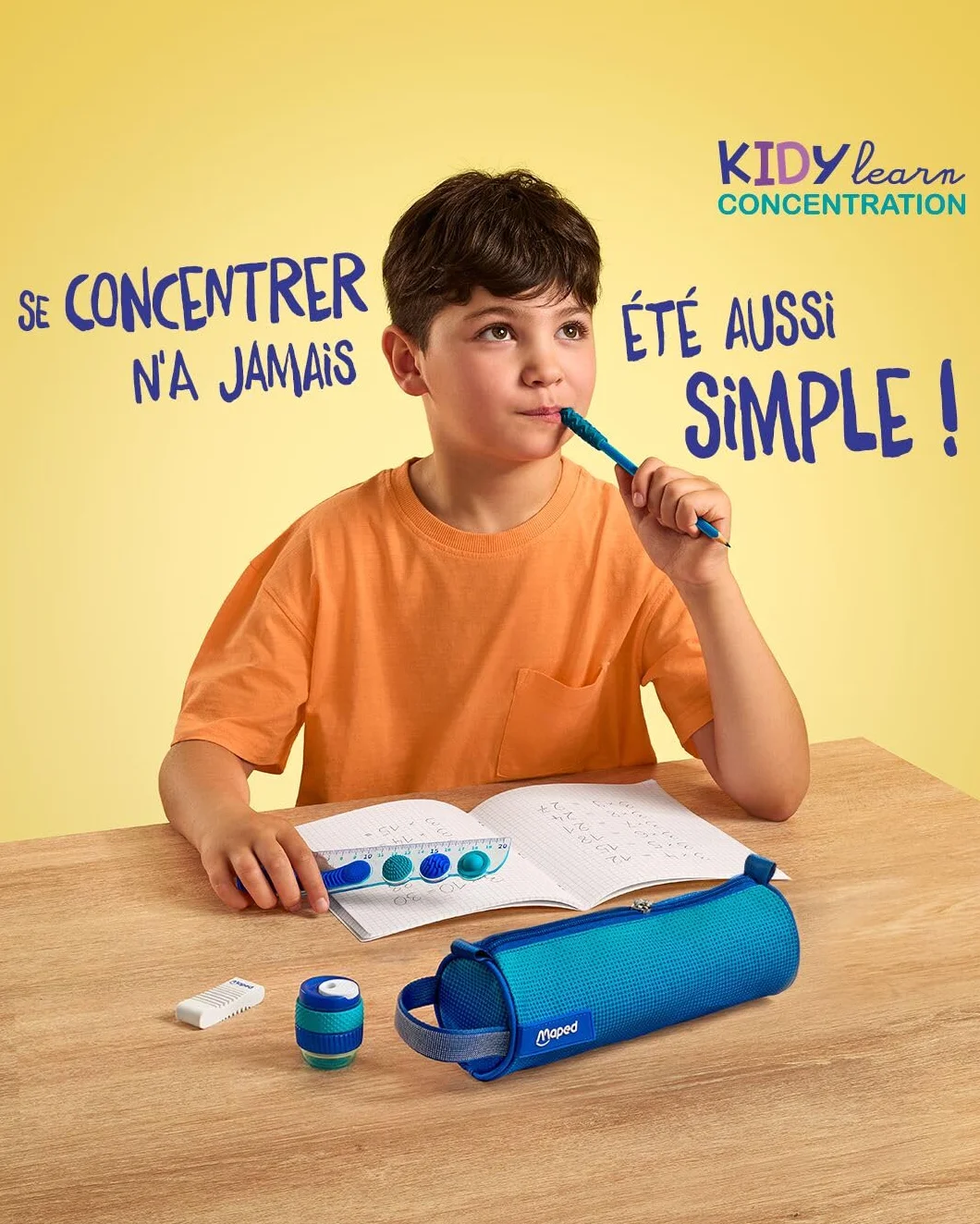 Maped Trousse Kidy Learn Concentration 22.5cm x 7.5cm Fermeture Robuste Anse Tissu