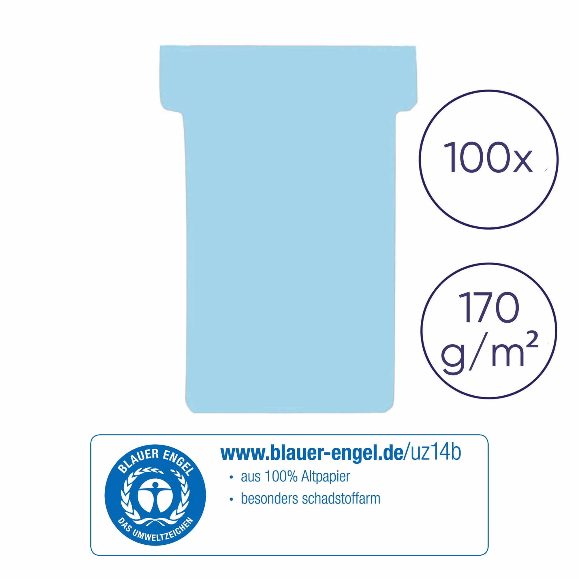 Franken TK218 Lot de 100 cartes T Bleu pastel Taille 2 59 mm