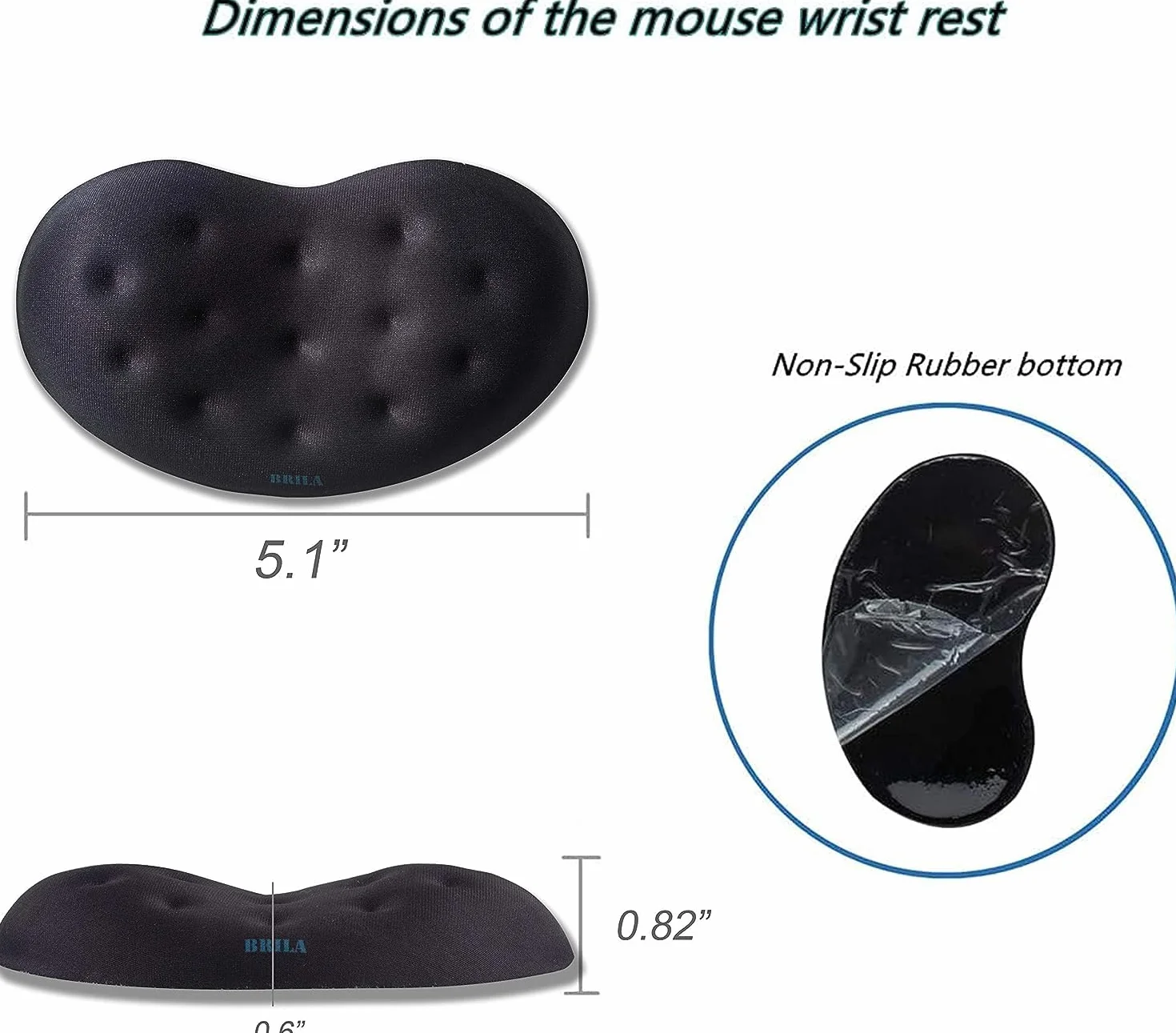 Brila Mouse Wrist Rest Coussin de soutien Pad pour ordinateur portable PC Gaming - Mousse à mémoire de forme Gel Motif ergonomie trous de massage